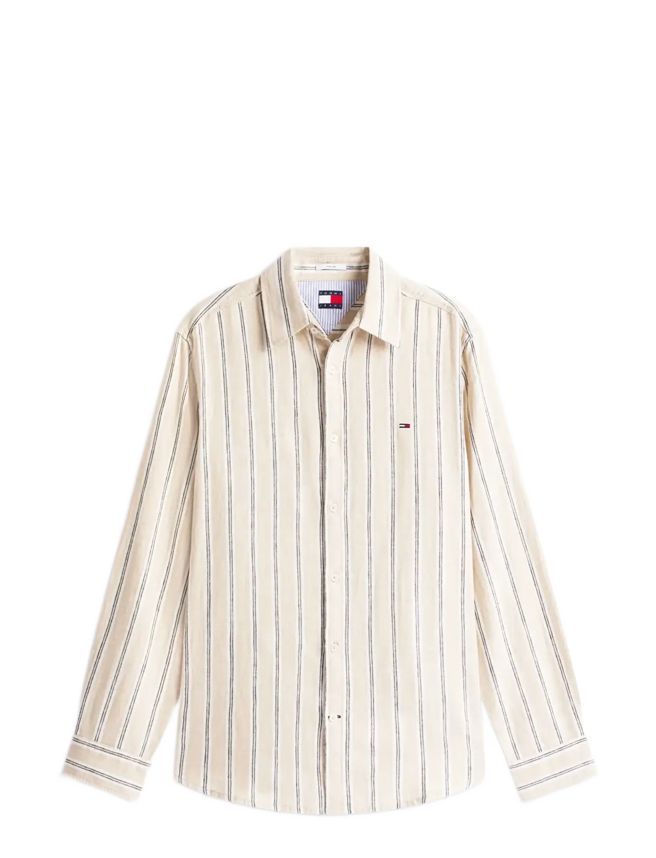 Tommy Jeans TJM REG LINEN MX STRP SHIRT EXT - Skjorter - WHITE CLAY STRIPES / cream