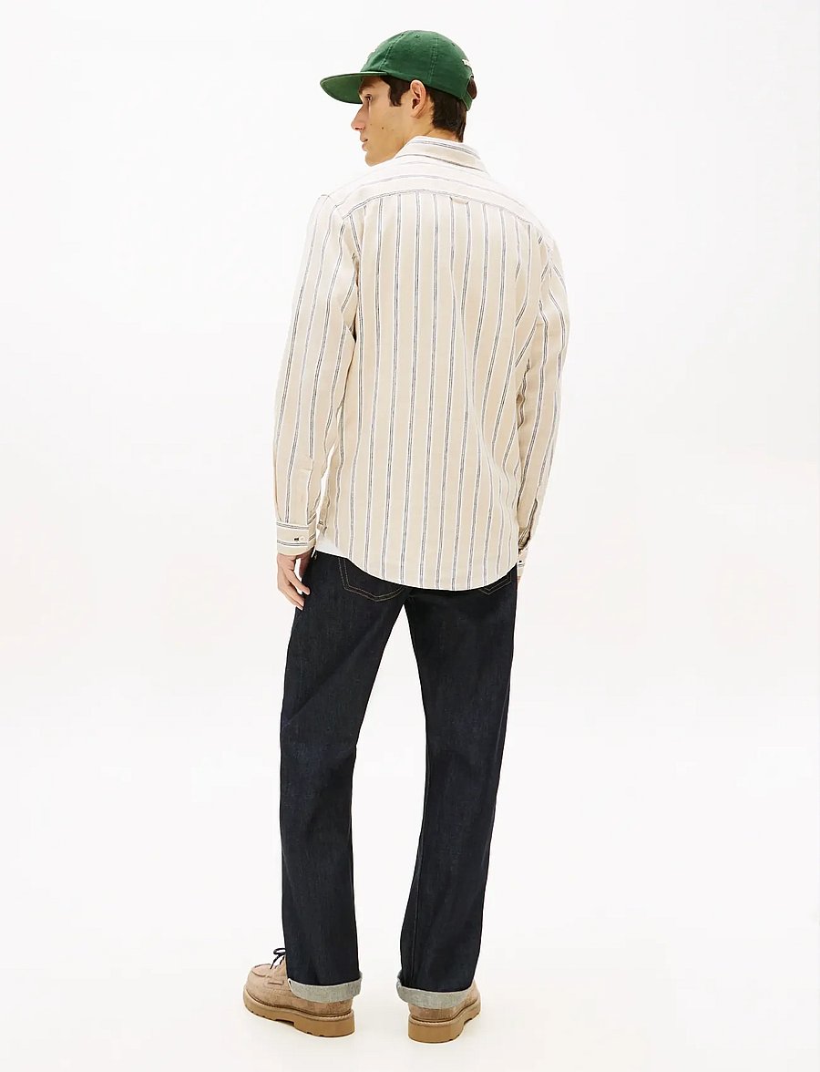Tommy Jeans - TJM REG LINEN MX STRP SHIRT EXT - gestreifte hemden - white clay stripes - 2