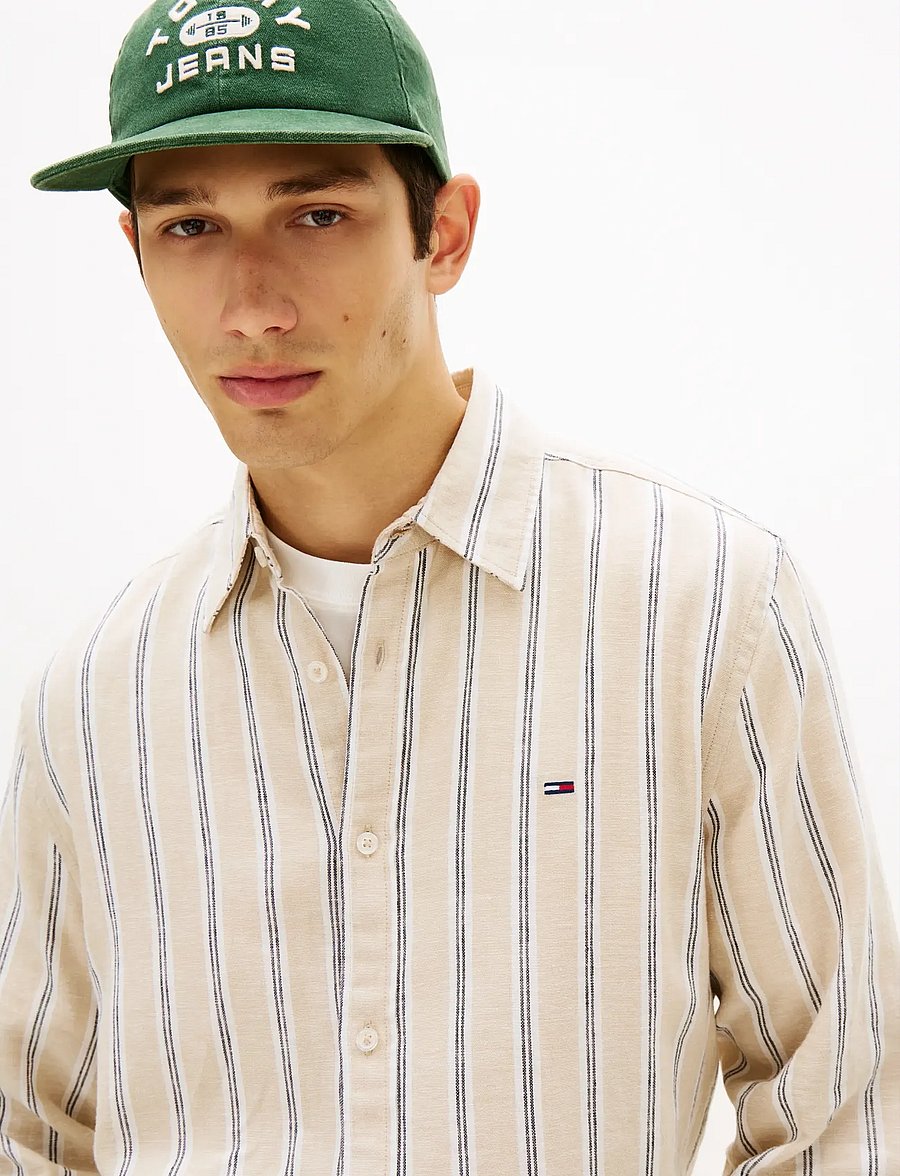 Tommy Jeans - TJM REG LINEN MX STRP SHIRT EXT - gestreifte hemden - white clay stripes - 4