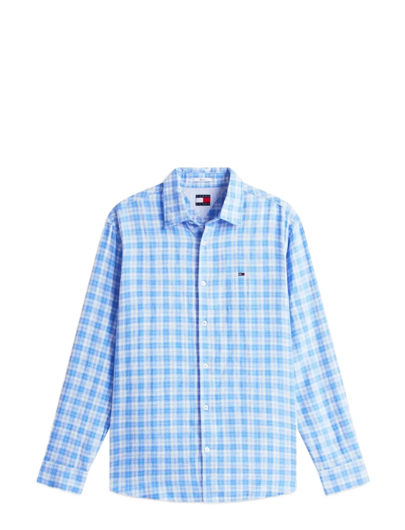Tommy Jeans TJM RLX LINEN BLEND CHECK SHIRT - Skjorter - BLUE TWILIGHT SMALL CHECK / blue