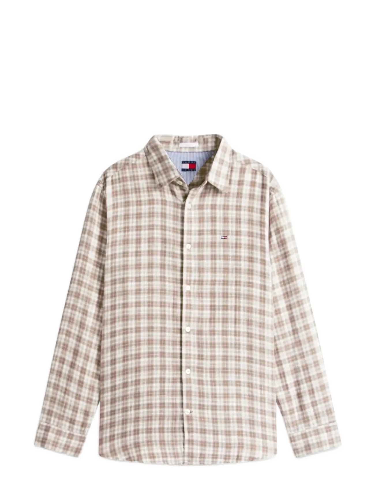 Tommy Jeans TJM RLX LINEN BLEND CHECK SHIRT - Skjorter - IVY MINK SMALL CHECK / multi