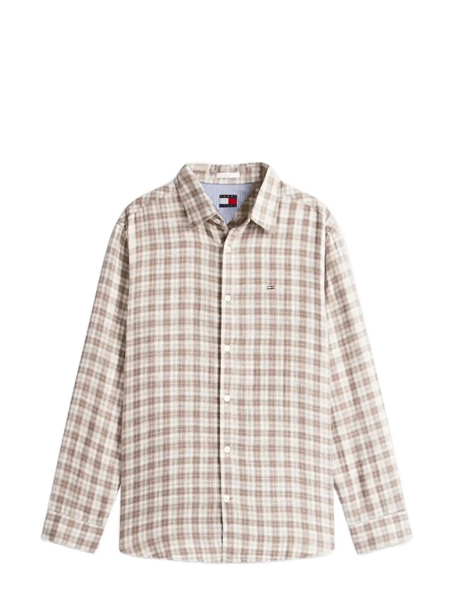 Tommy Jeans - TJM RLX LINEN BLEND CHECK SHIRT - rutiga skjortor - ivy mink small check - 1