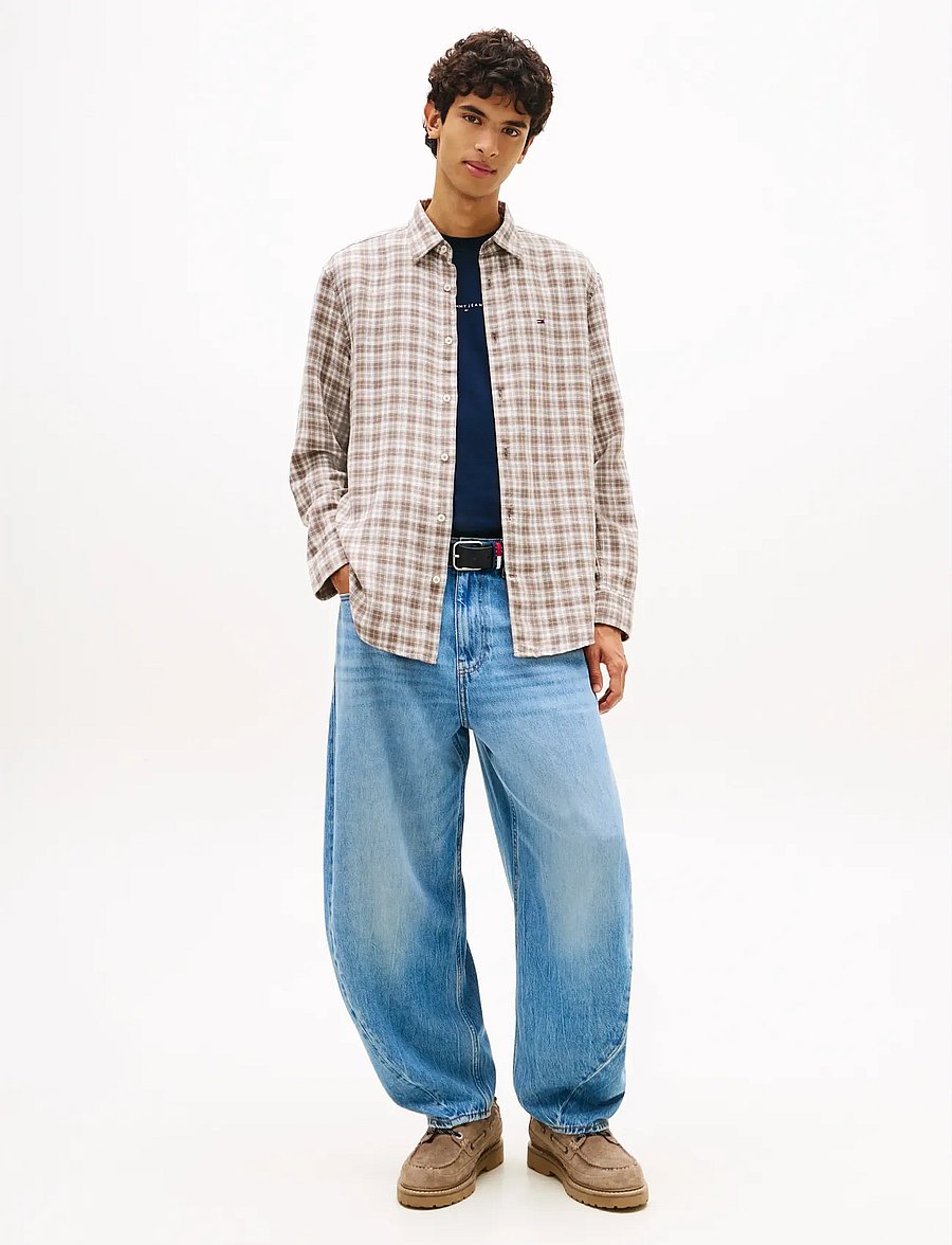Tommy Jeans - TJM RLX LINEN BLEND CHECK SHIRT - rutiga skjortor - ivy mink small check - 3