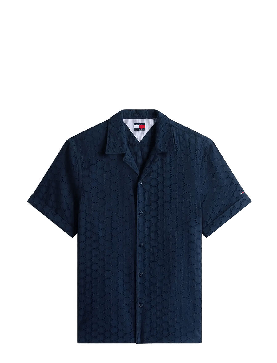 Tommy Jeans - TJM REG EMBRODRD SS SHIRT - kurzarmhemden - dark night navy - 1