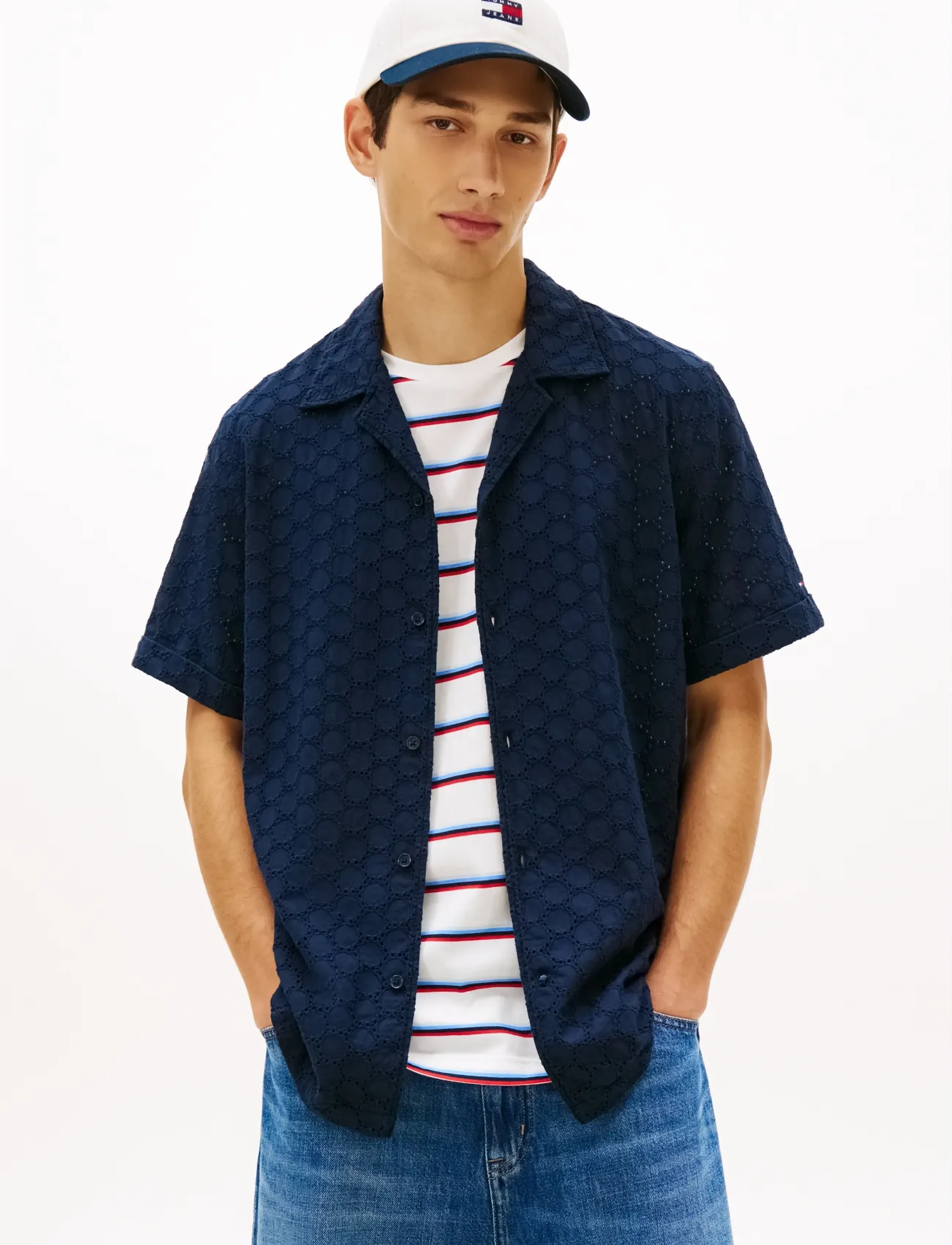 Tommy Jeans TJM REG EMBRODRD SS SHIRT - Tommy Hilfiger - DARK NIGHT NAVY / navy