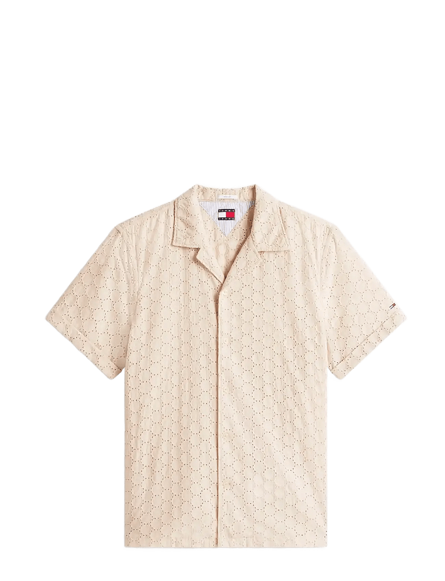 Tommy Jeans - TJM REG EMBRODRD SS SHIRT - kortærmede skjorter - white clay - 1