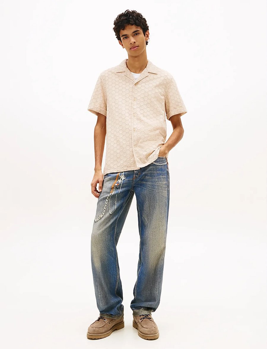 Tommy Jeans - TJM REG EMBRODRD SS SHIRT - kortærmede skjorter - white clay - 3