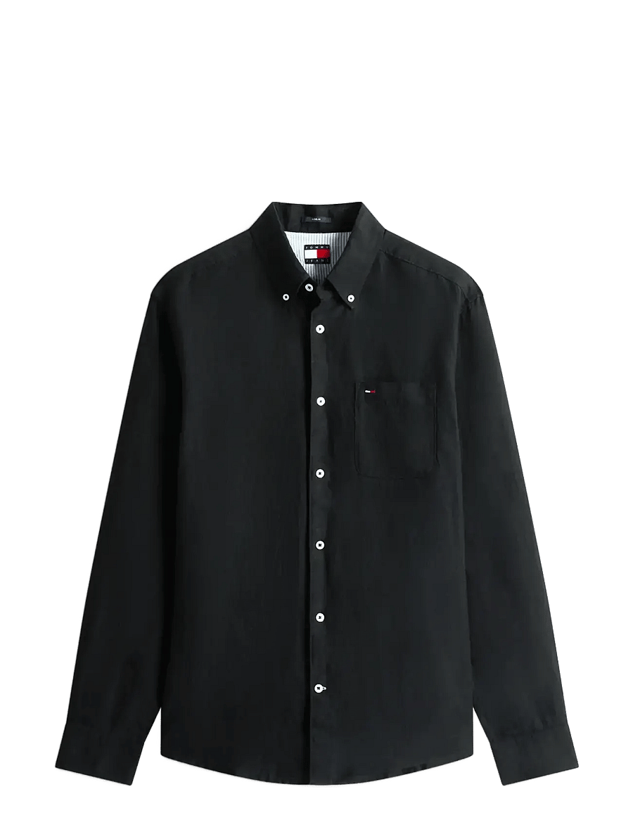 Tommy Jeans - TJM REG LINEN SHIRT - chemises de lin - black - 1