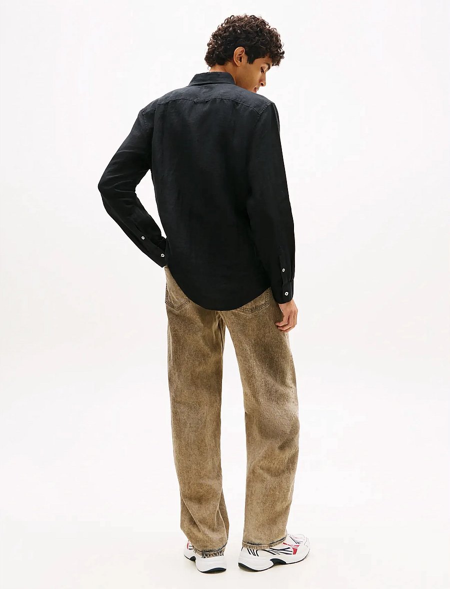 Tommy Jeans - TJM REG LINEN SHIRT - chemises de lin - black - 2