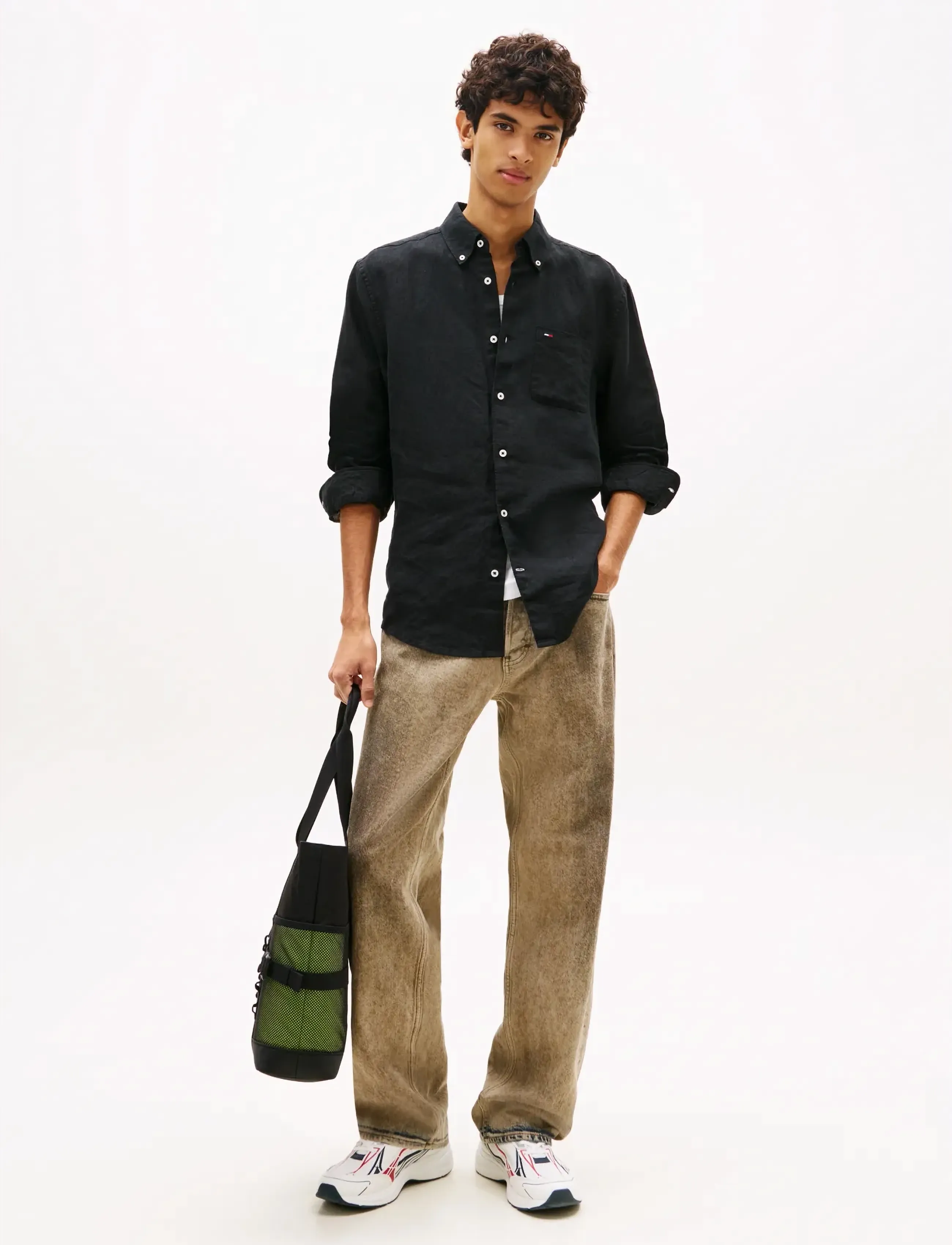 Tommy Jeans - TJM REG LINEN SHIRT - chemises de lin - black - 3