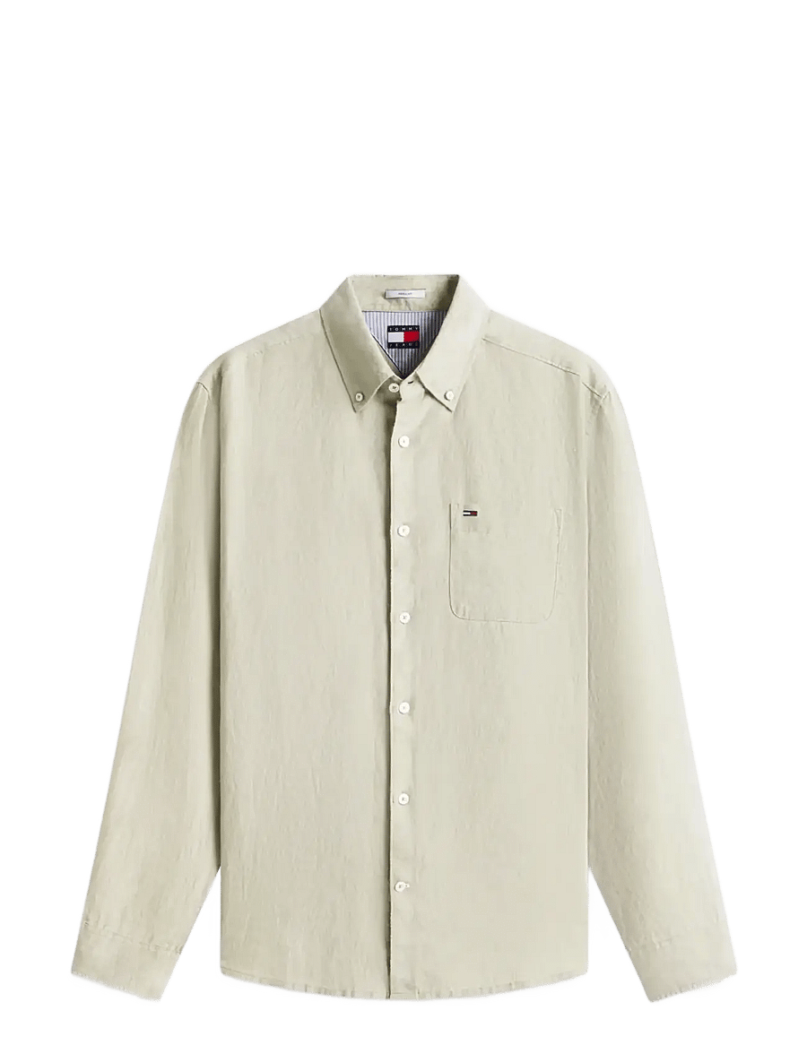 Tommy Jeans - TJM REG LINEN SHIRT - chemises de lin - utility sage - 1