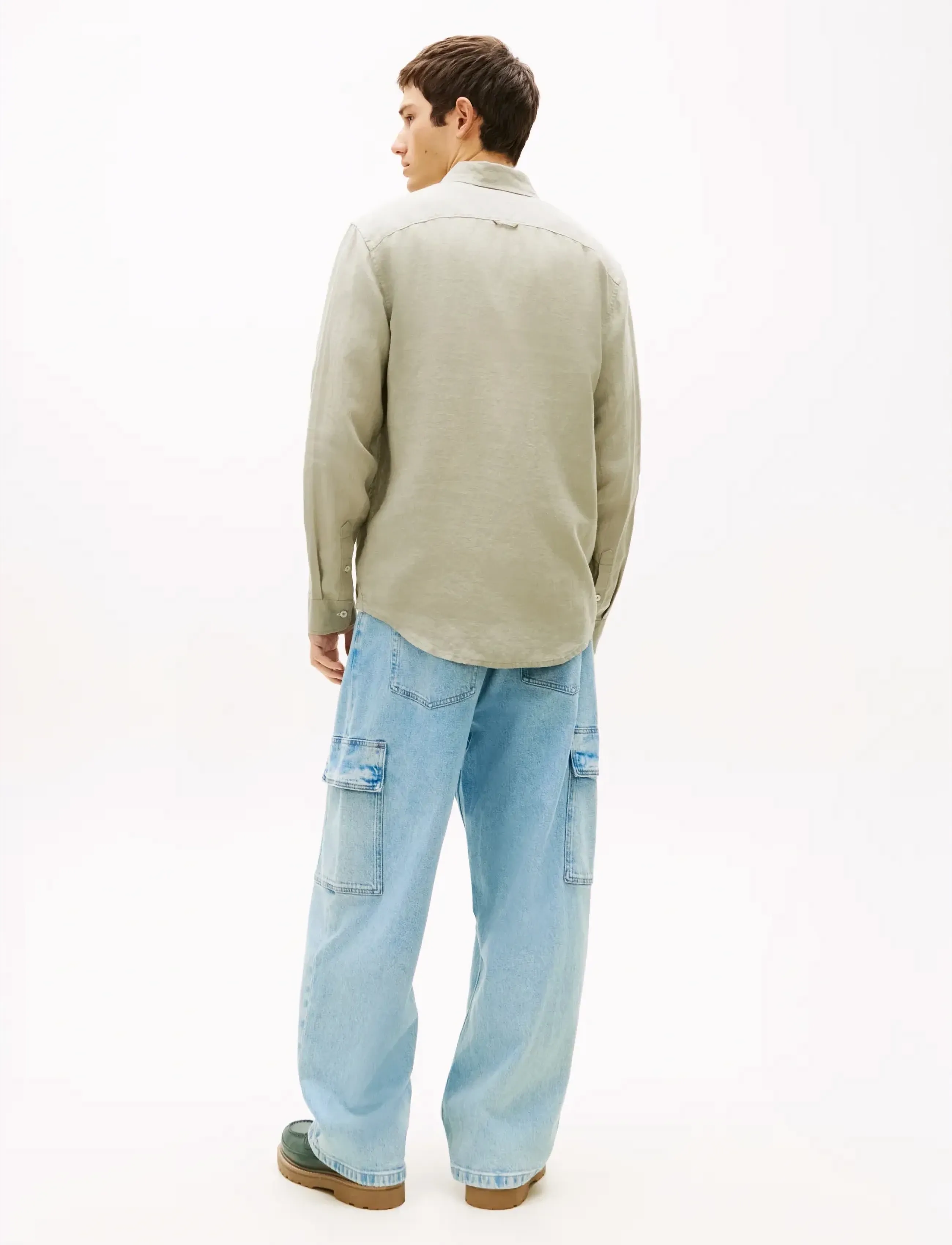 Tommy Jeans - TJM REG LINEN SHIRT - chemises de lin - utility sage - 2