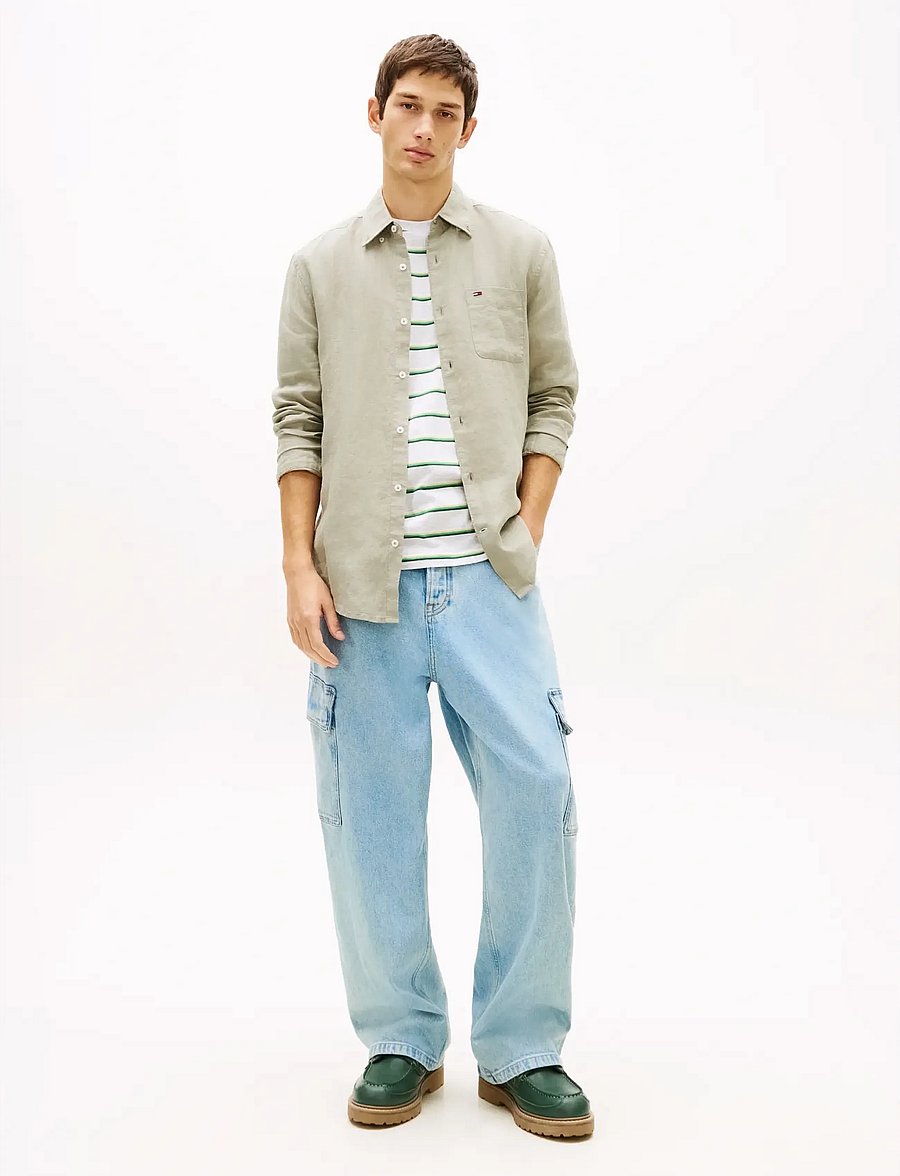 Tommy Jeans - TJM REG LINEN SHIRT - chemises de lin - utility sage - 3