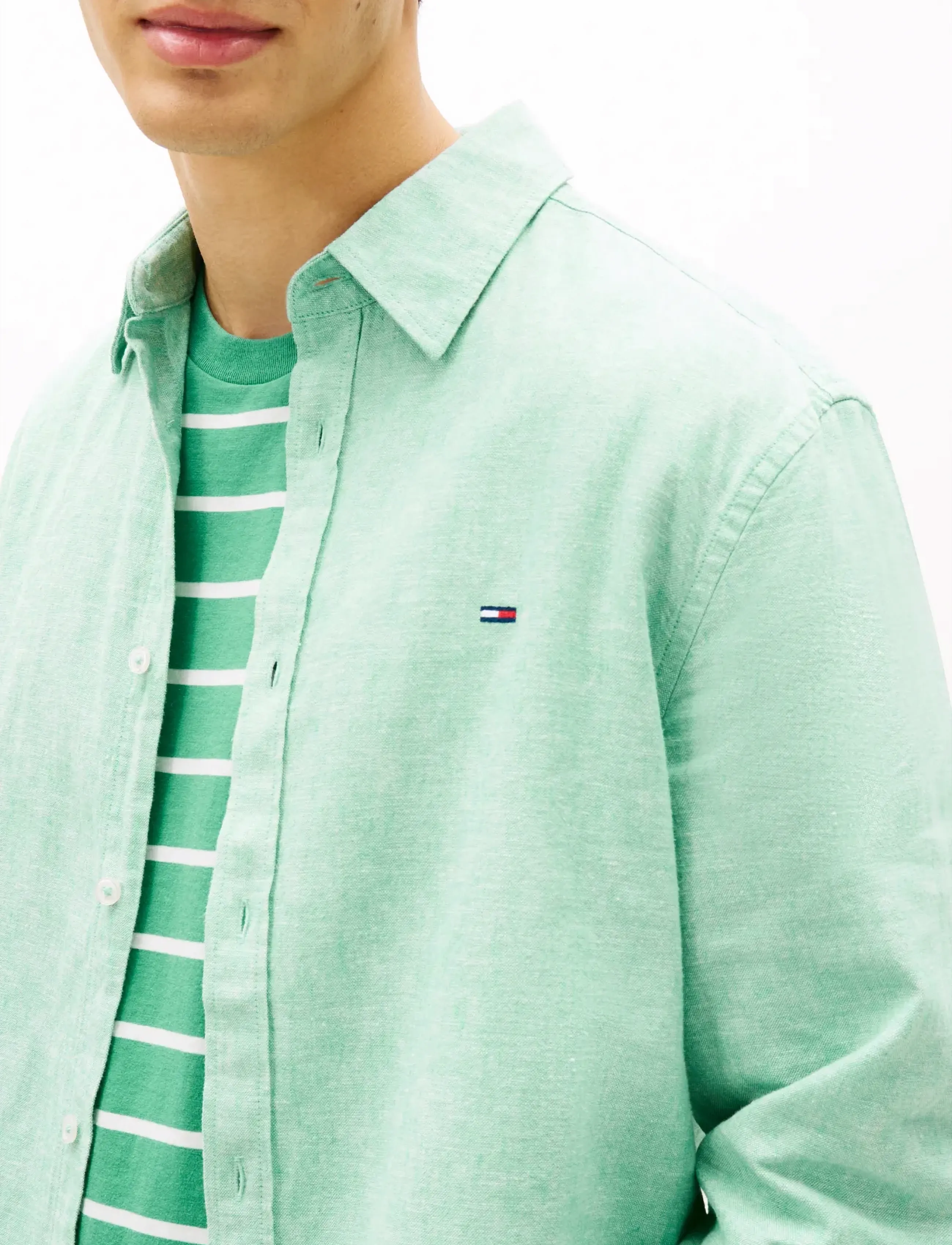 Tommy Jeans - TJM REG LINEN BLEND SHIRT EXT - leinenhemden - bahama green - 4