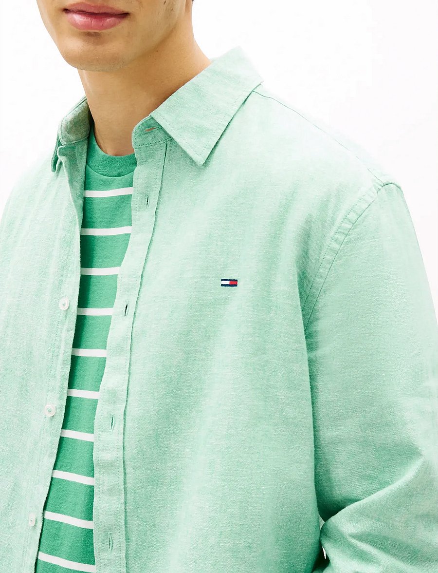 Tommy Jeans - TJM REG LINEN BLEND SHIRT EXT - leinenhemden - bahama green - 4