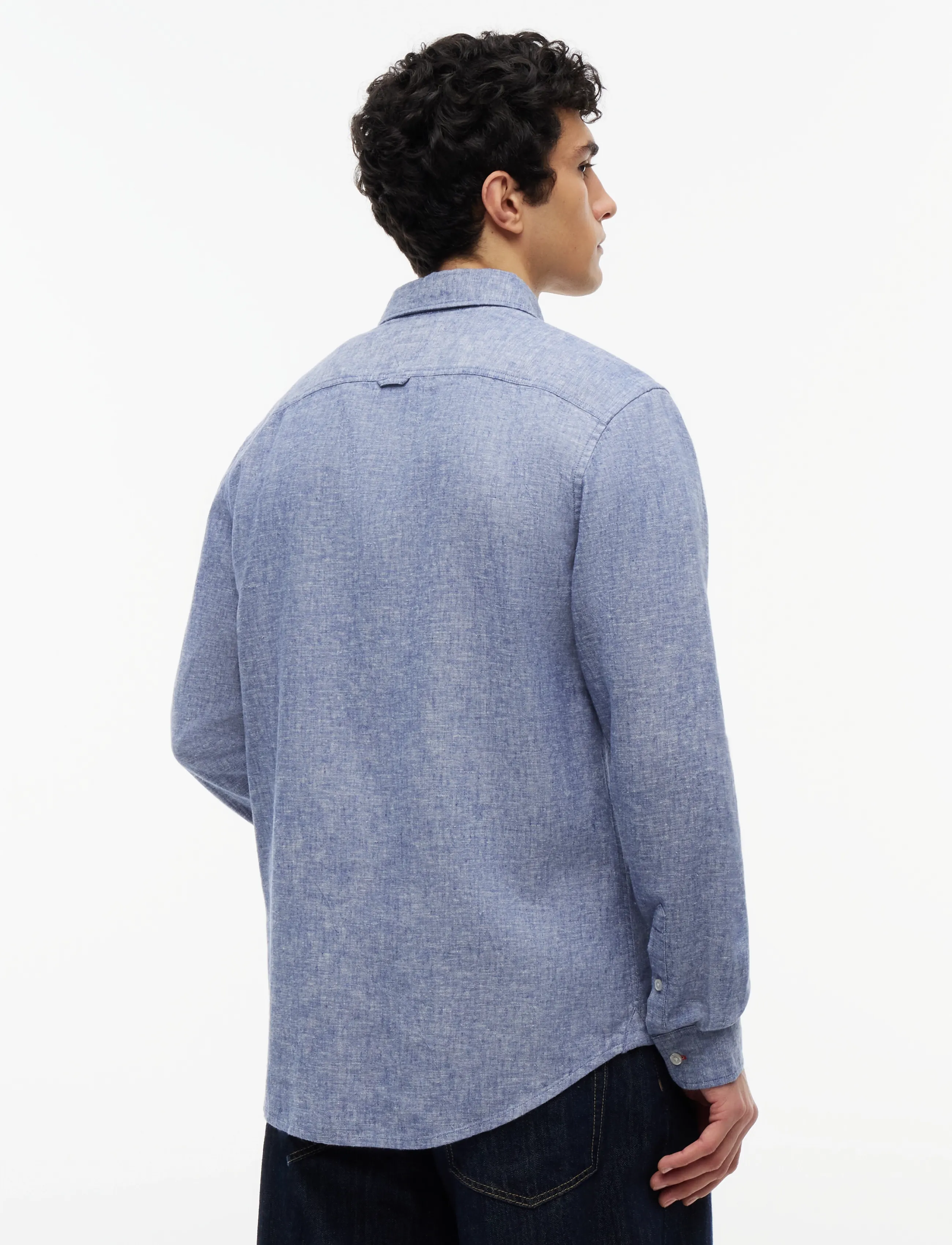 Tommy Jeans - TJM REG LINEN BLEND SHIRT EXT - linneskjortor - blue storm - 2