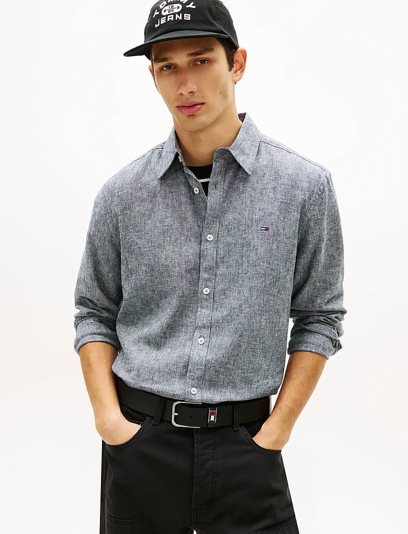 Tommy Jeans - TJM REG LINEN BLEND SHIRT EXT - linen shirts - dark night navy - 0