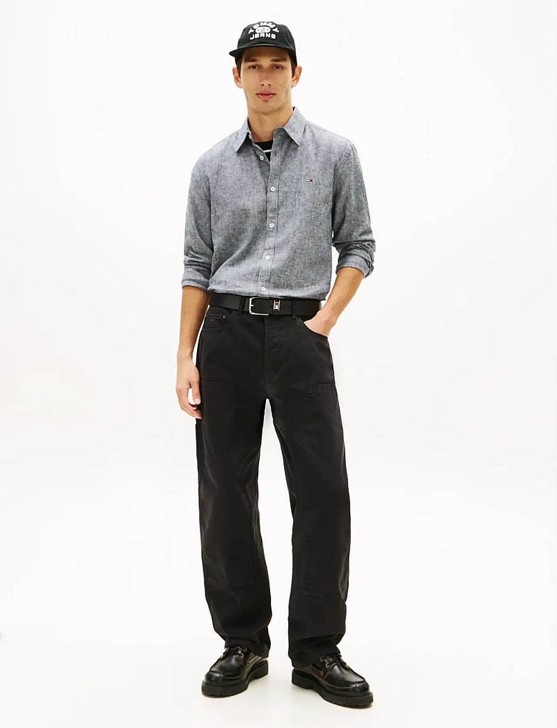 Tommy Jeans - TJM REG LINEN BLEND SHIRT EXT - linen shirts - dark night navy - 3