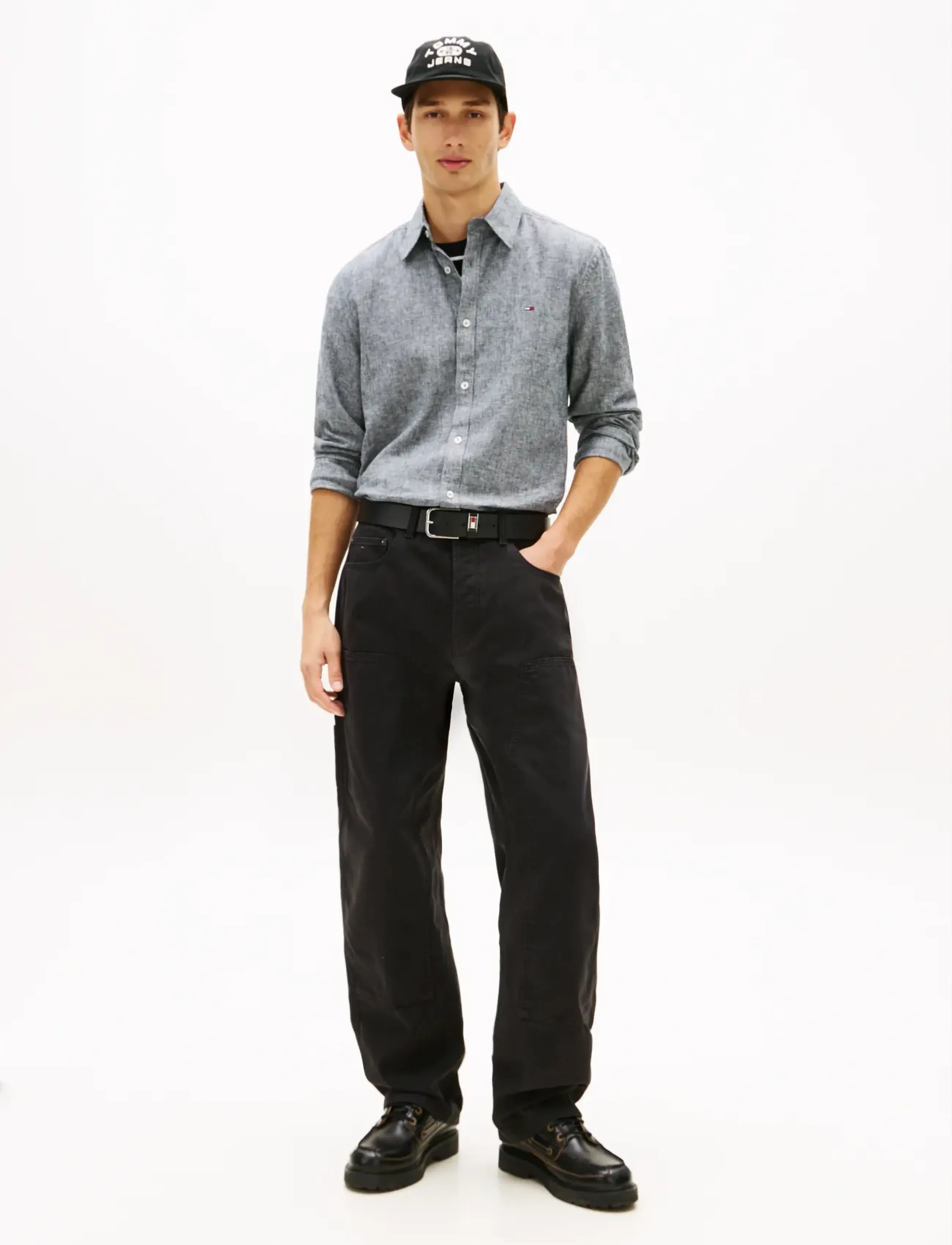 Tommy Jeans - TJM REG LINEN BLEND SHIRT EXT - hørskjorter - dark night navy - 3