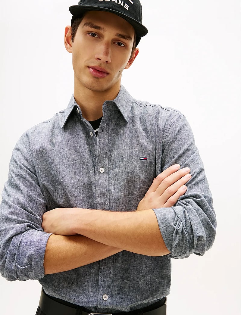 Tommy Jeans - TJM REG LINEN BLEND SHIRT EXT - linen shirts - dark night navy - 4