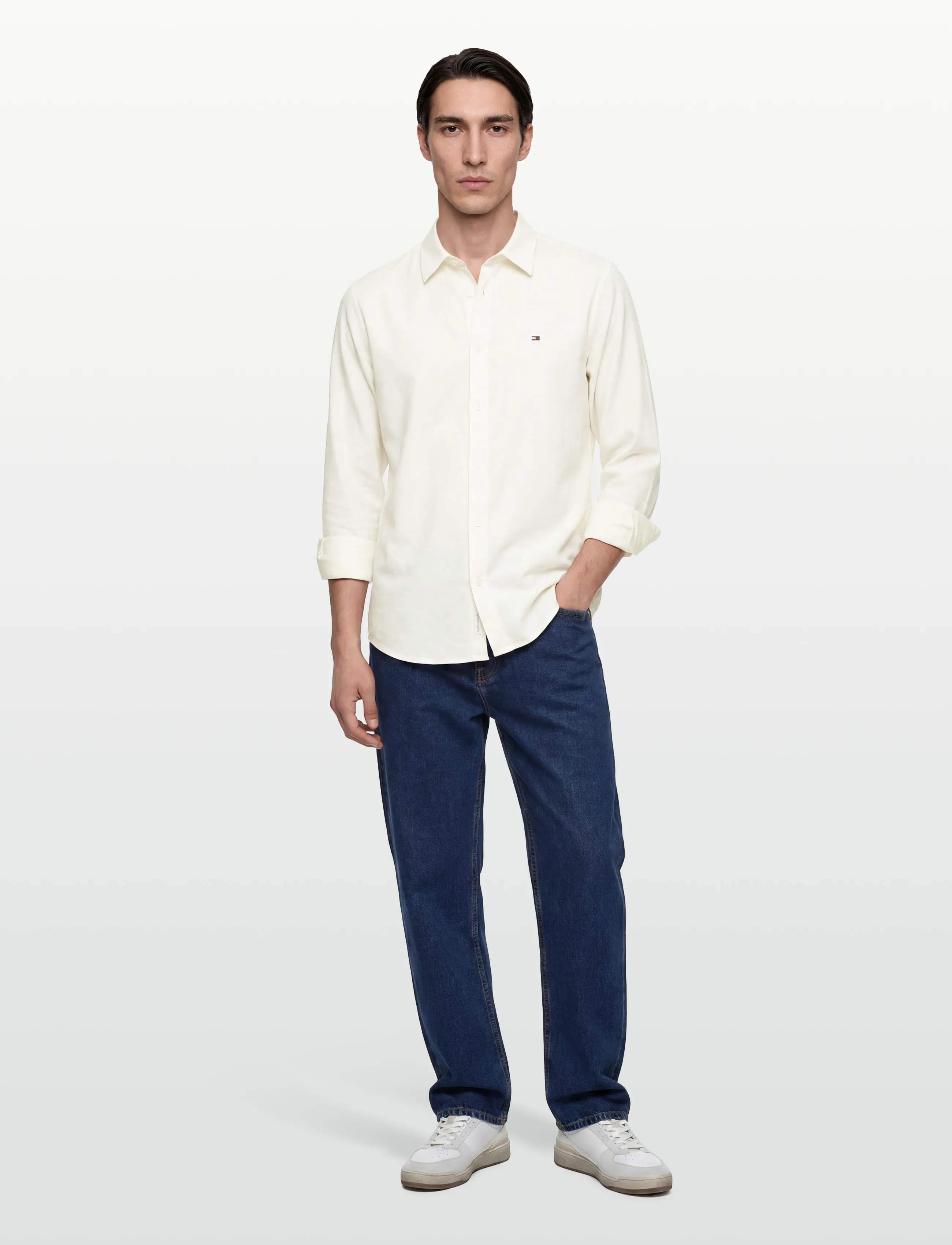 Tommy Jeans TJM REG LINEN BLEND SHIRT EXT - Linen shirts - ECRU / cream