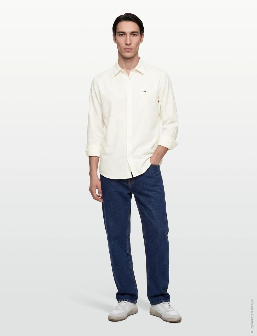 Tommy Jeans - TJM REG LINEN BLEND SHIRT EXT - leinenhemden - ecru - 0