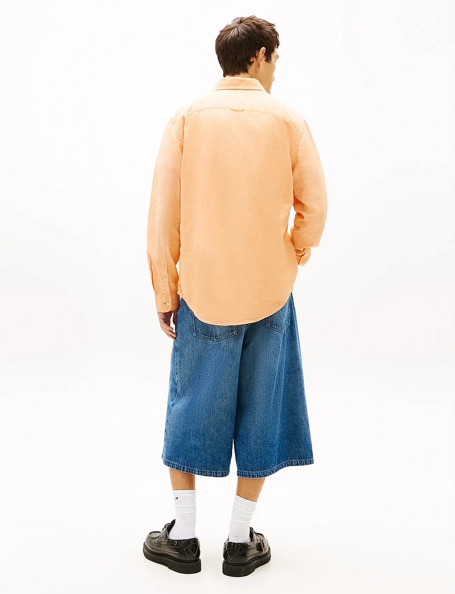Tommy Jeans - TJM REG LINEN BLEND SHIRT EXT - leinenhemden - lush orange - 2