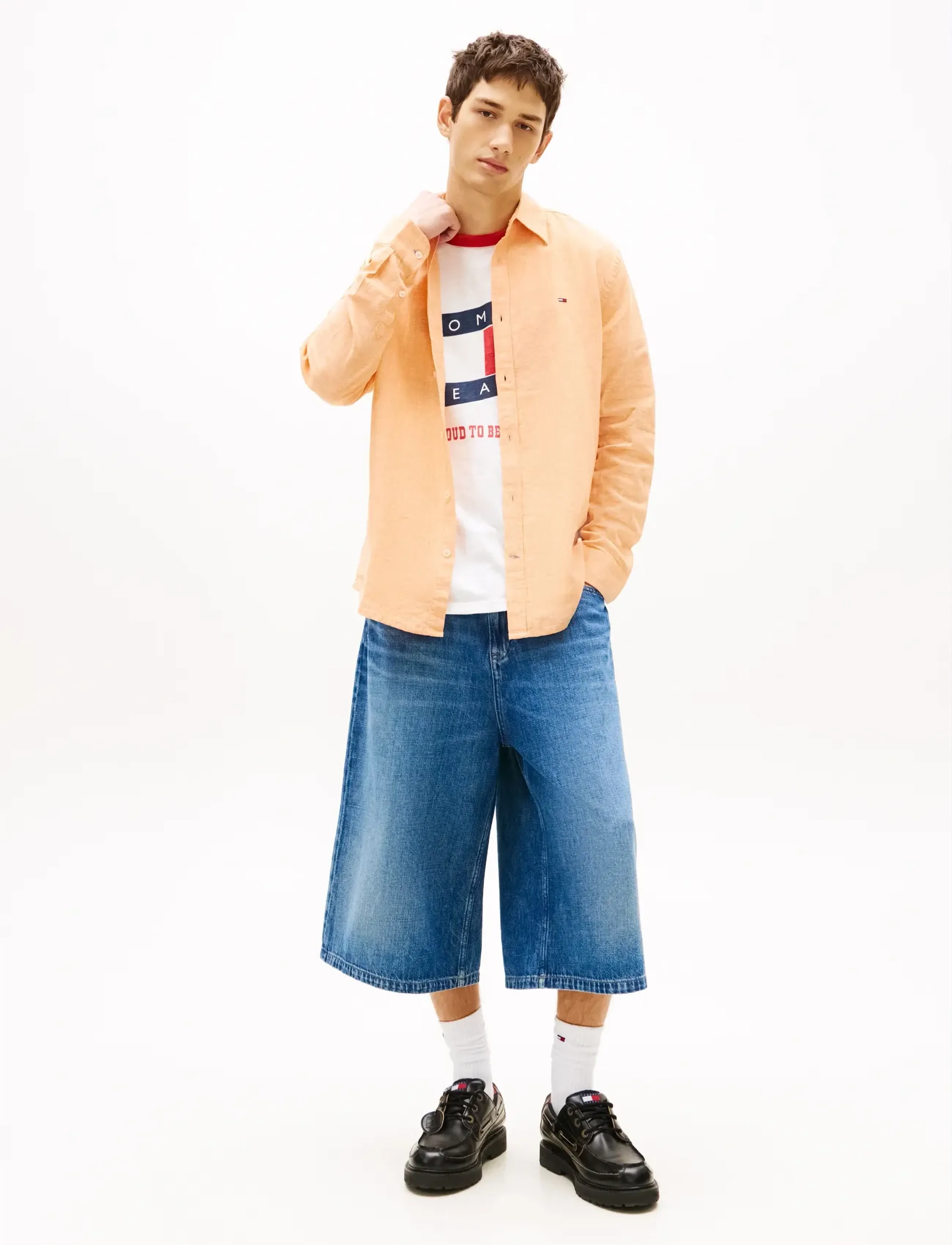 Tommy Jeans - TJM REG LINEN BLEND SHIRT EXT - hørskjorter - lush orange - 3