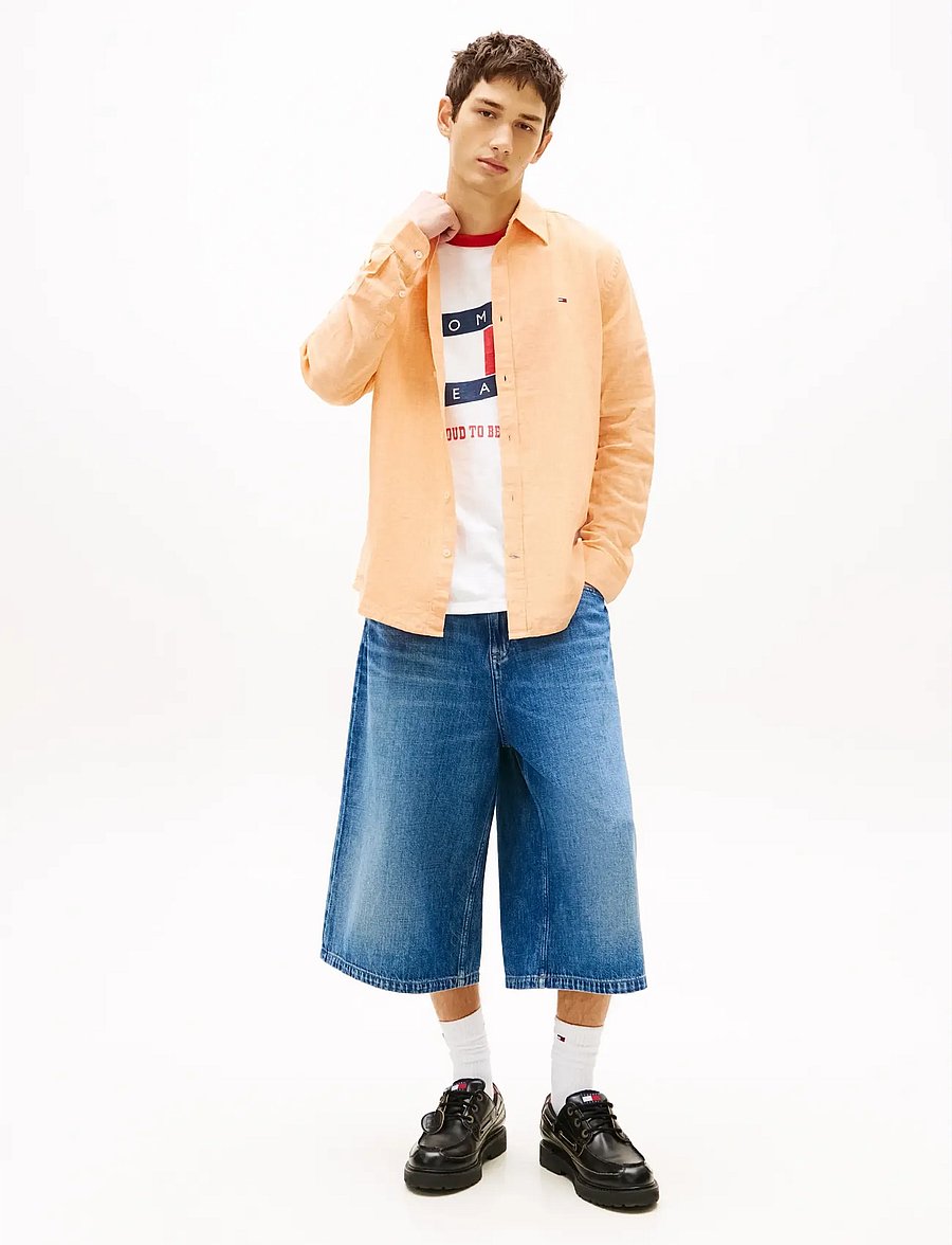 Tommy Jeans - TJM REG LINEN BLEND SHIRT EXT - leinenhemden - lush orange - 3