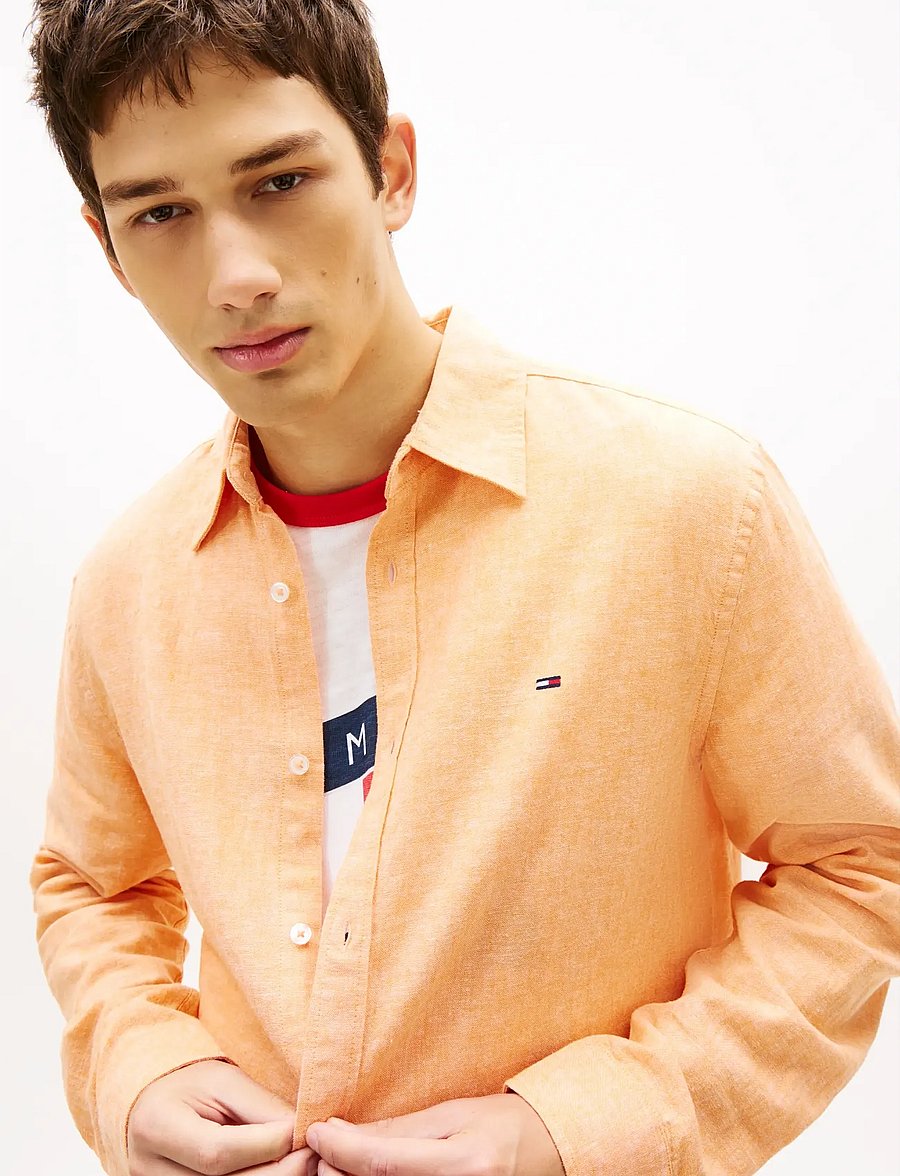 Tommy Jeans - TJM REG LINEN BLEND SHIRT EXT - leinenhemden - lush orange - 4
