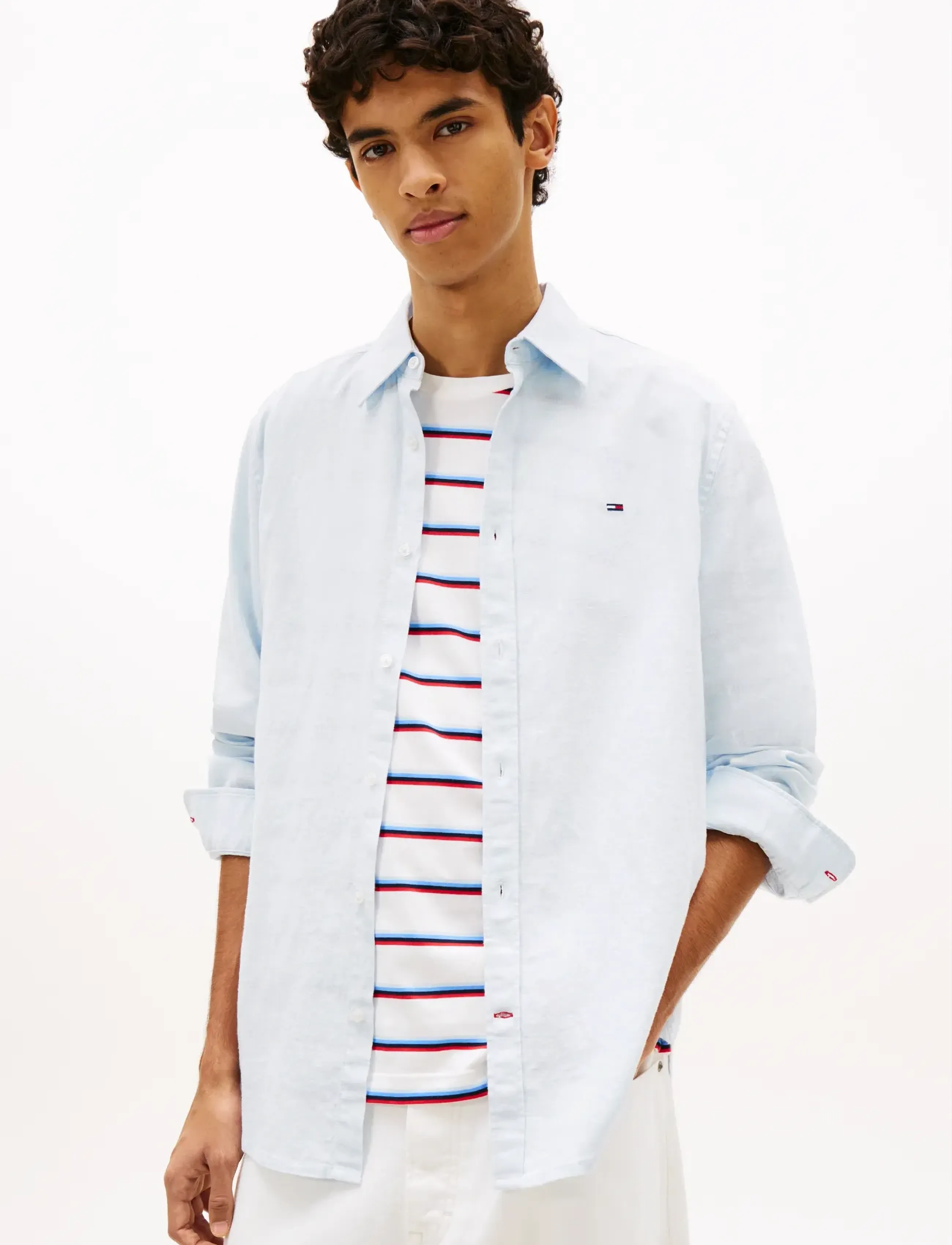 Tommy Jeans TJM REG LINEN BLEND SHIRT EXT - Kleidung - SWEET BLUE / blue