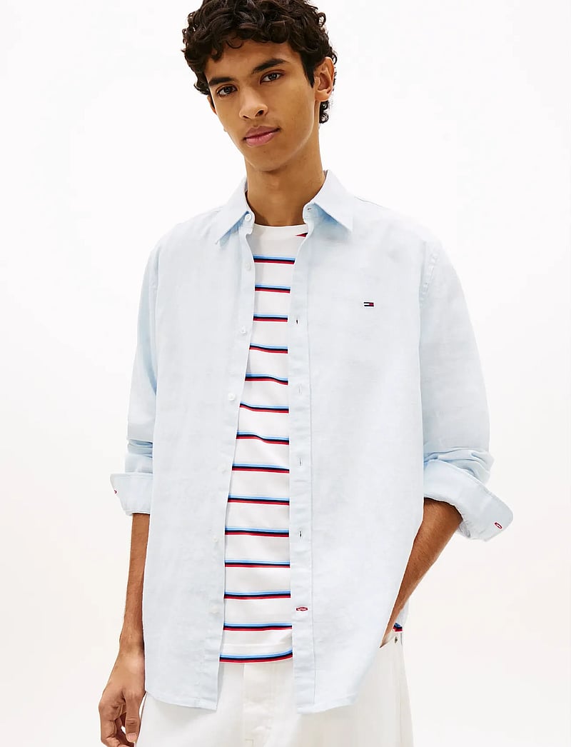 Tommy Jeans - TJM REG LINEN BLEND SHIRT EXT - linen shirts - sweet blue - 0