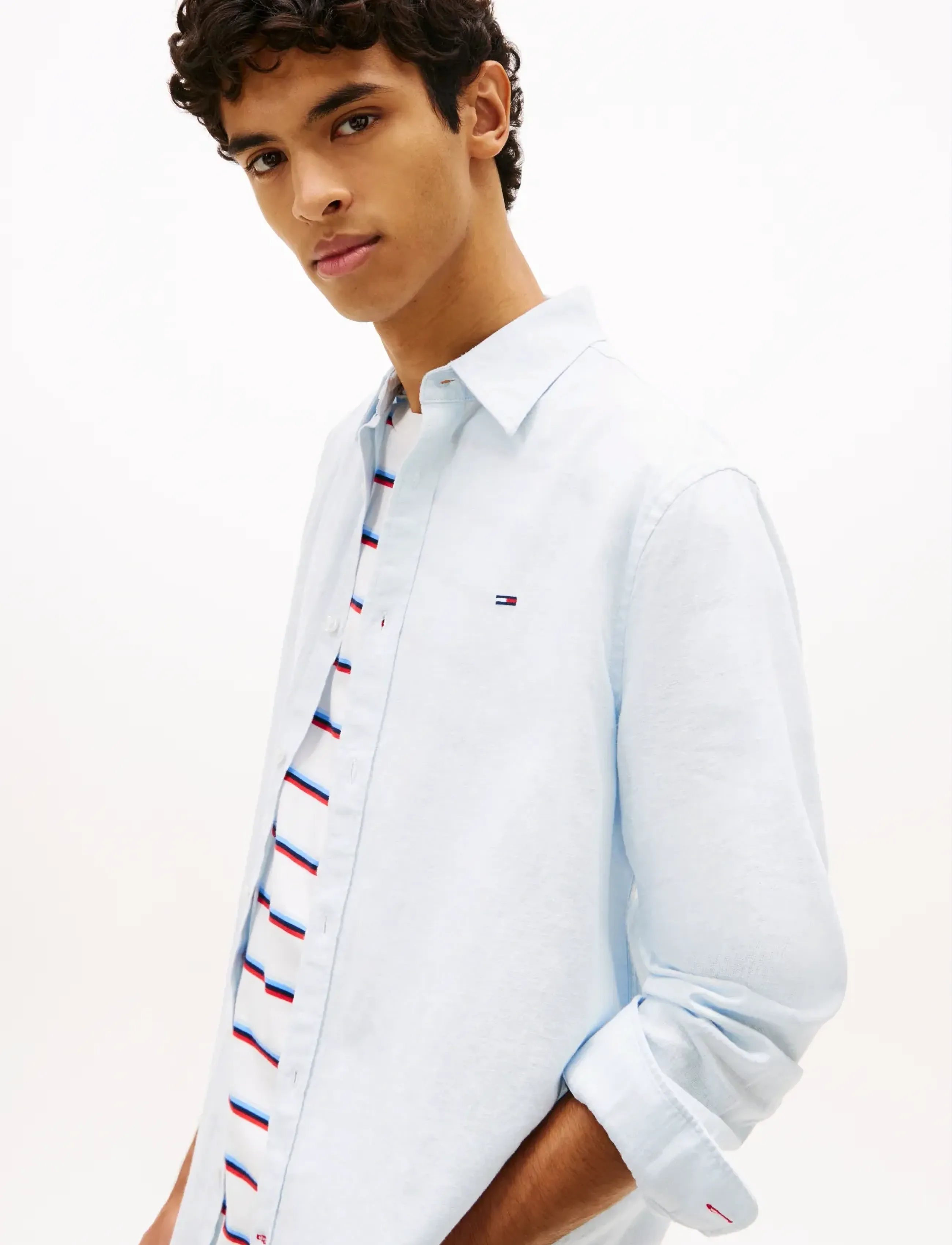 Tommy Jeans - TJM REG LINEN BLEND SHIRT EXT - hørskjorter - sweet blue - 4