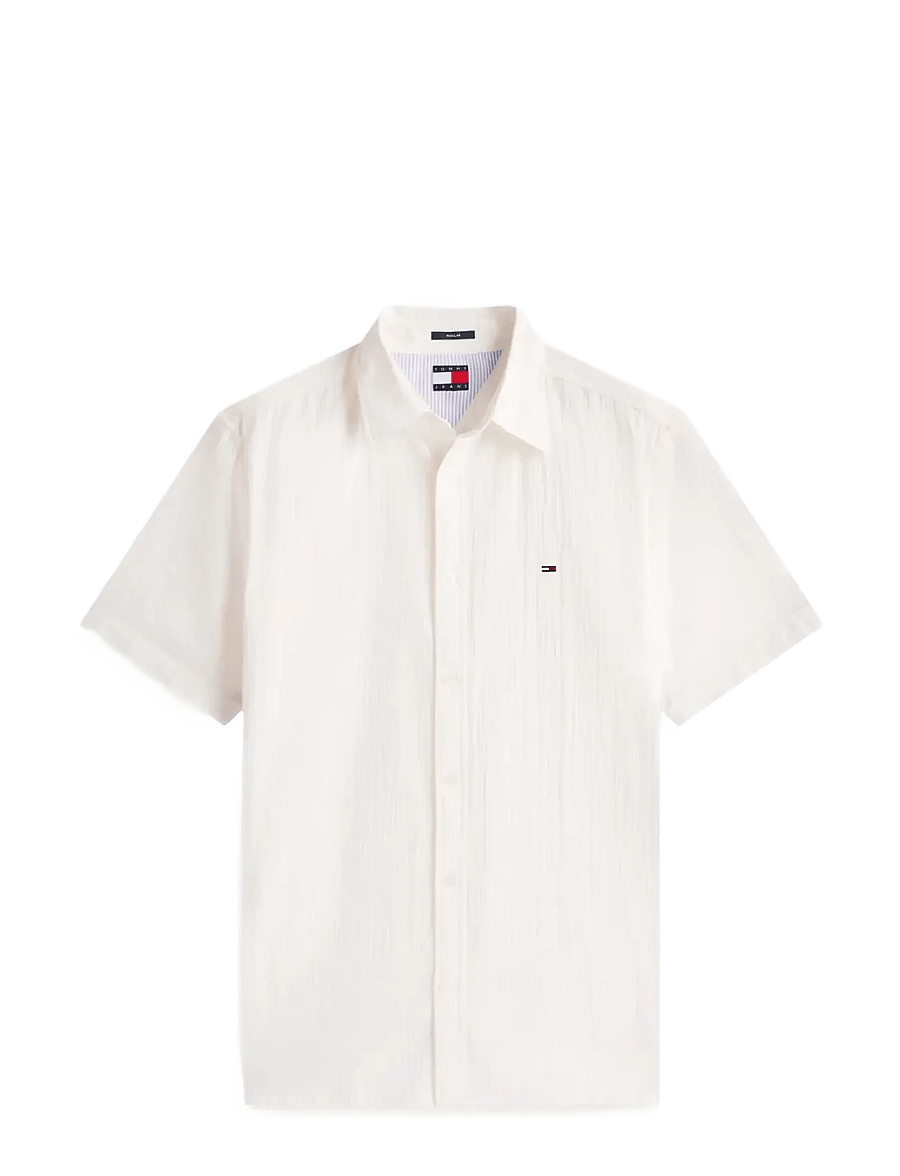 Tommy Jeans - TJM REG SEERSUCKER SHIRT EXT - short-sleeved shirts - ancient white - 1
