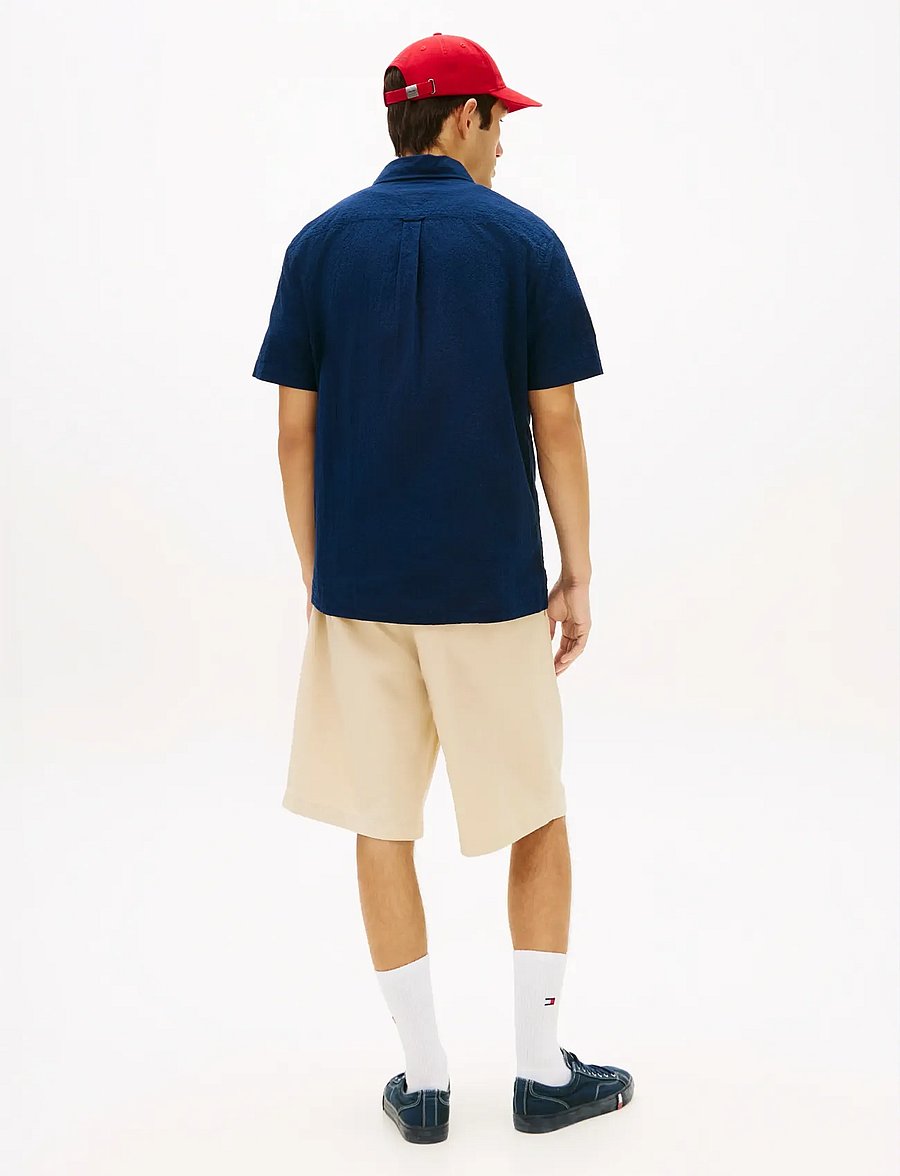 Tommy Jeans - TJM REG SEERSUCKER SHIRT EXT - kurzarmhemden - dark night navy - 2