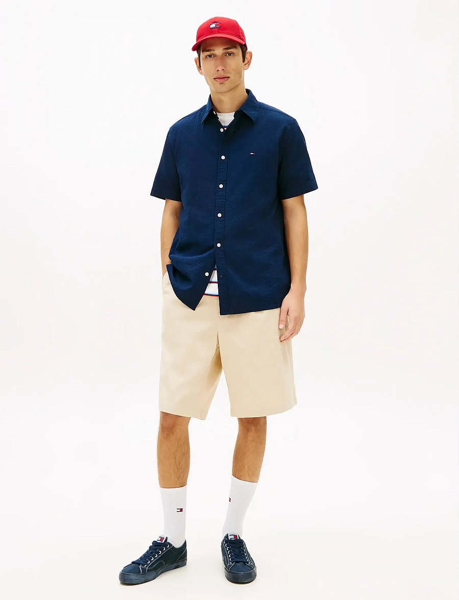 Tommy Jeans - TJM REG SEERSUCKER SHIRT EXT - kurzarmhemden - dark night navy - 3