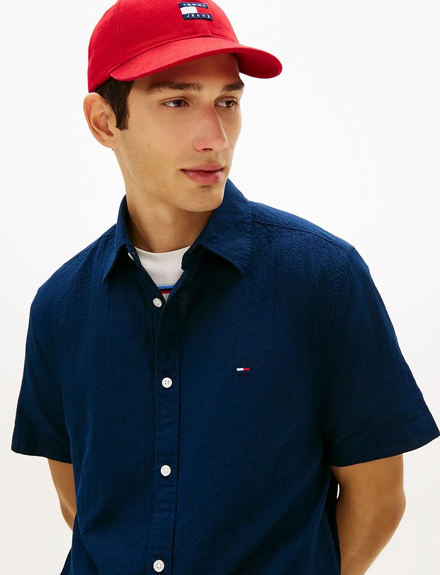 Tommy Jeans - TJM REG SEERSUCKER SHIRT EXT - kurzarmhemden - dark night navy - 4