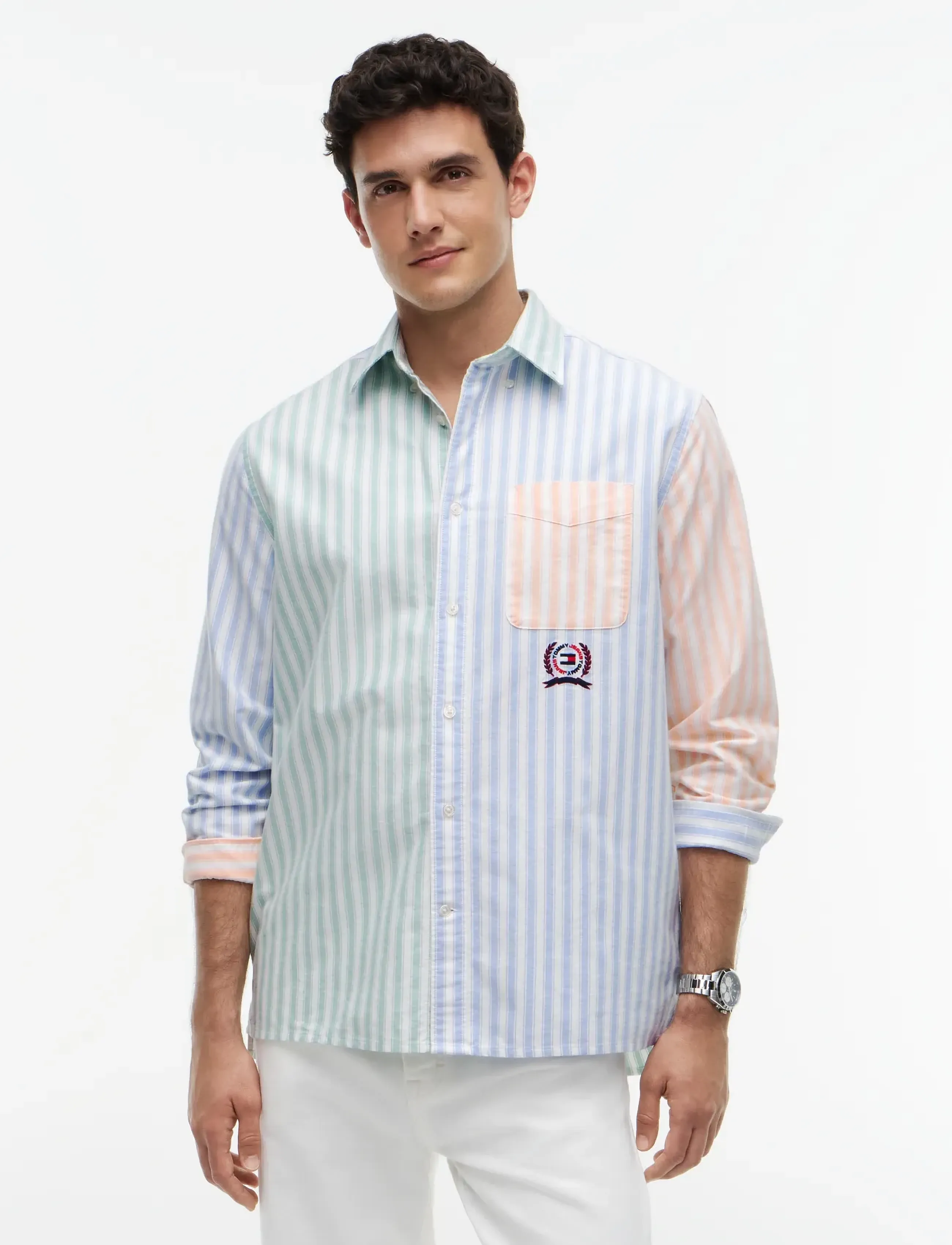 Tommy Jeans TJM RLX OXFORD FUN STRIPE SHIRT - Skjortor - BLUE TWILIGHT   MULTI / multi