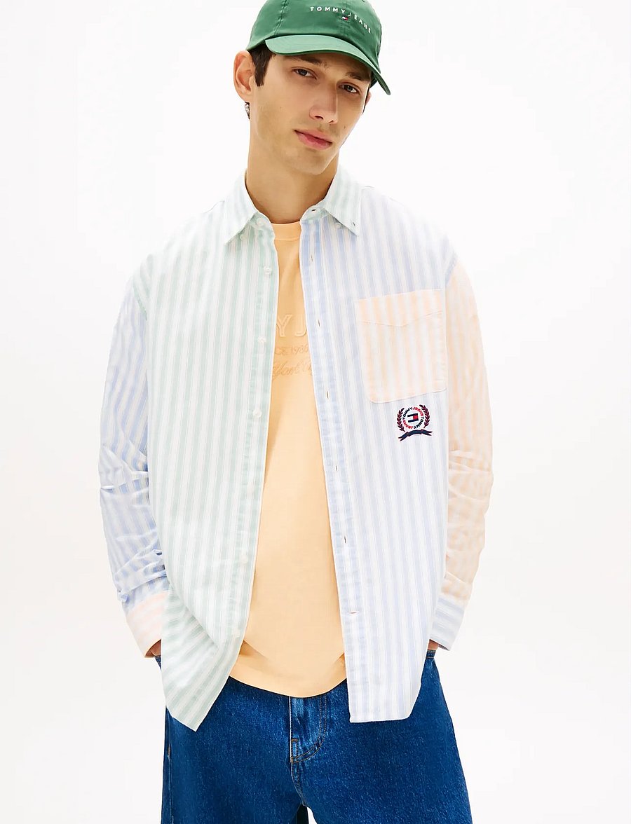 Tommy Jeans - TJM RLX OXFORD FUN STRIPE SHIRT - gestreifte hemden - blue twilight multi - 0