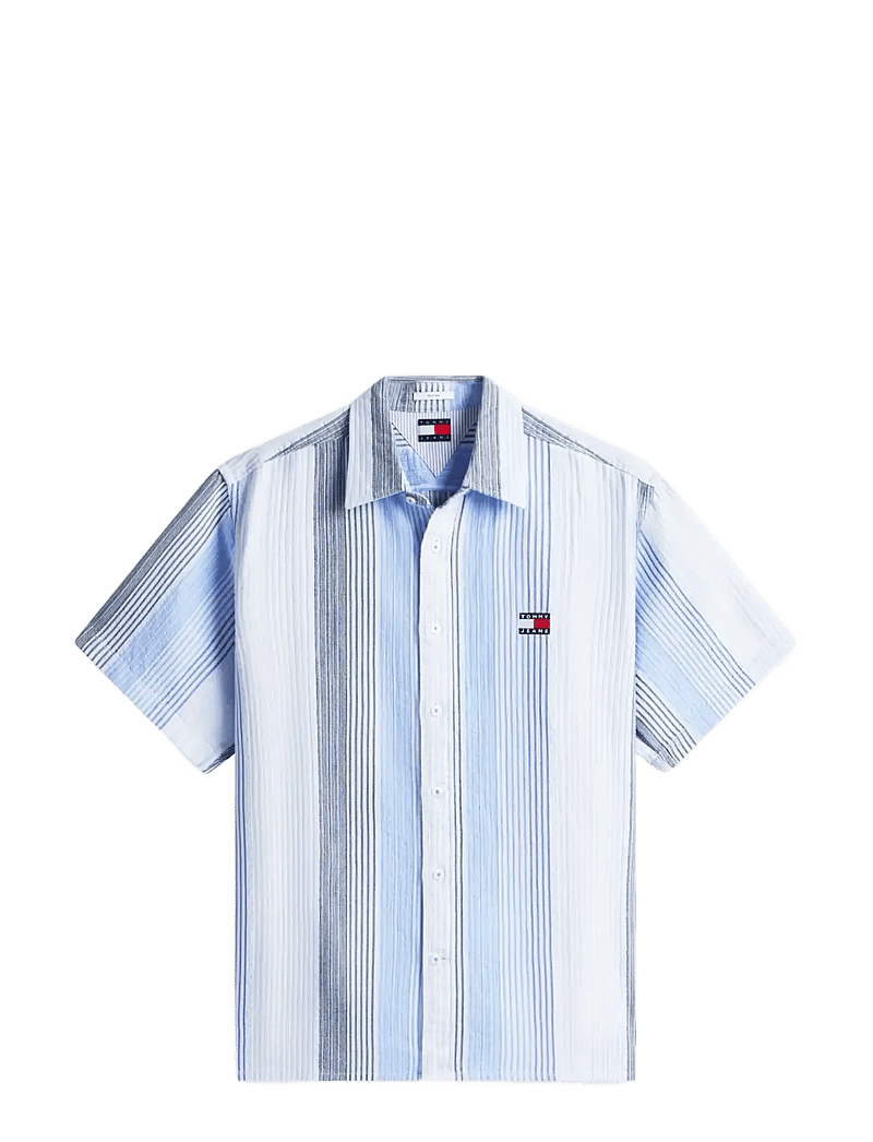 Tommy Jeans - TJM RLX STRIPE SS SHIRT EXT - kortærmede skjorter - sweet blue stripes - 1