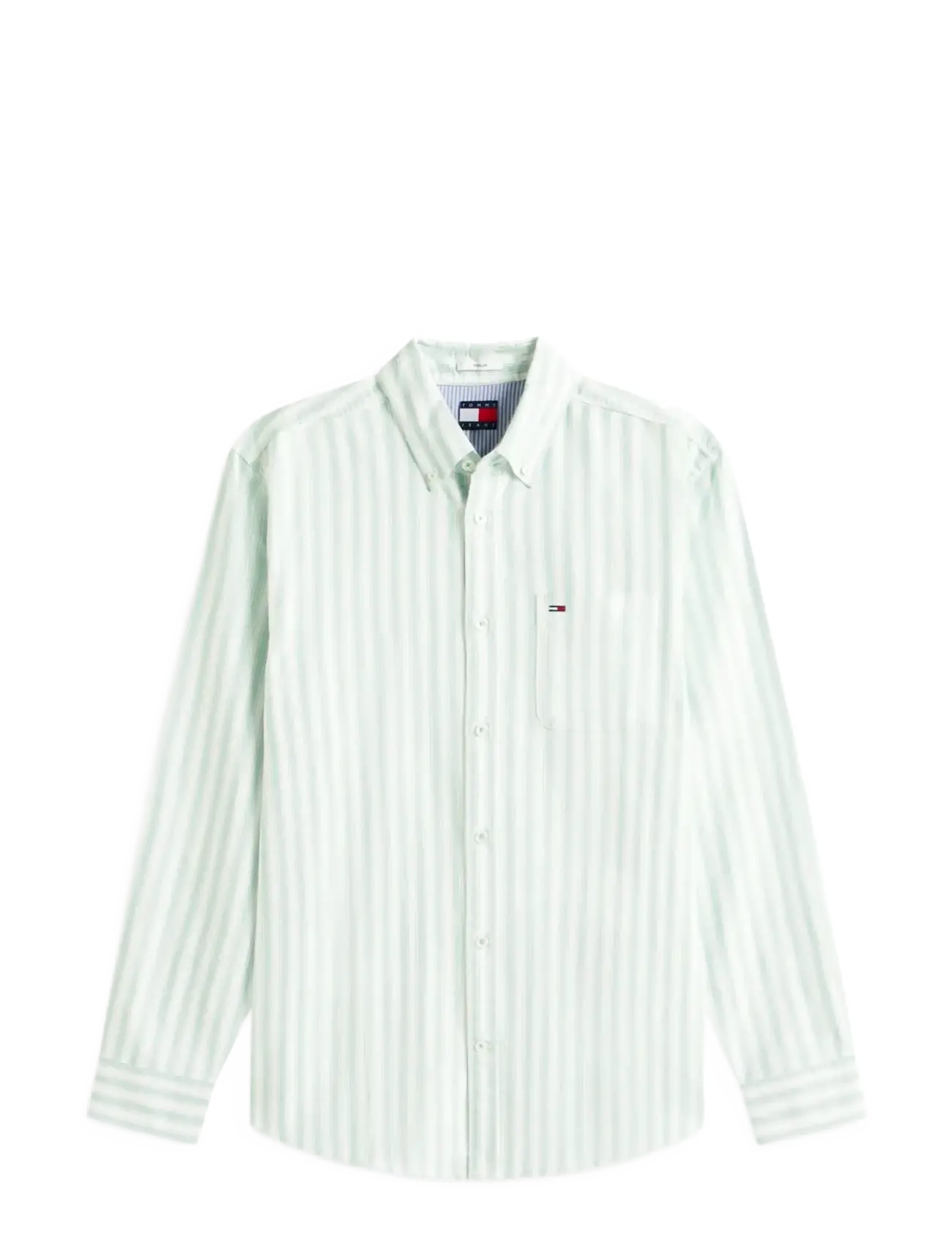 Tommy Jeans TJM REG STRIPE OXFORD SHIRT EXT - Tøj - BAHAMA GREEN STRIPE / green