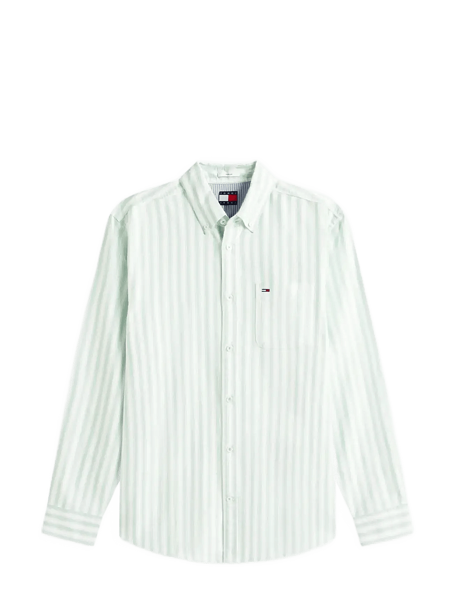 Tommy Jeans - TJM REG STRIPE OXFORD SHIRT EXT - stribede skjorter - bahama green stripe - 1