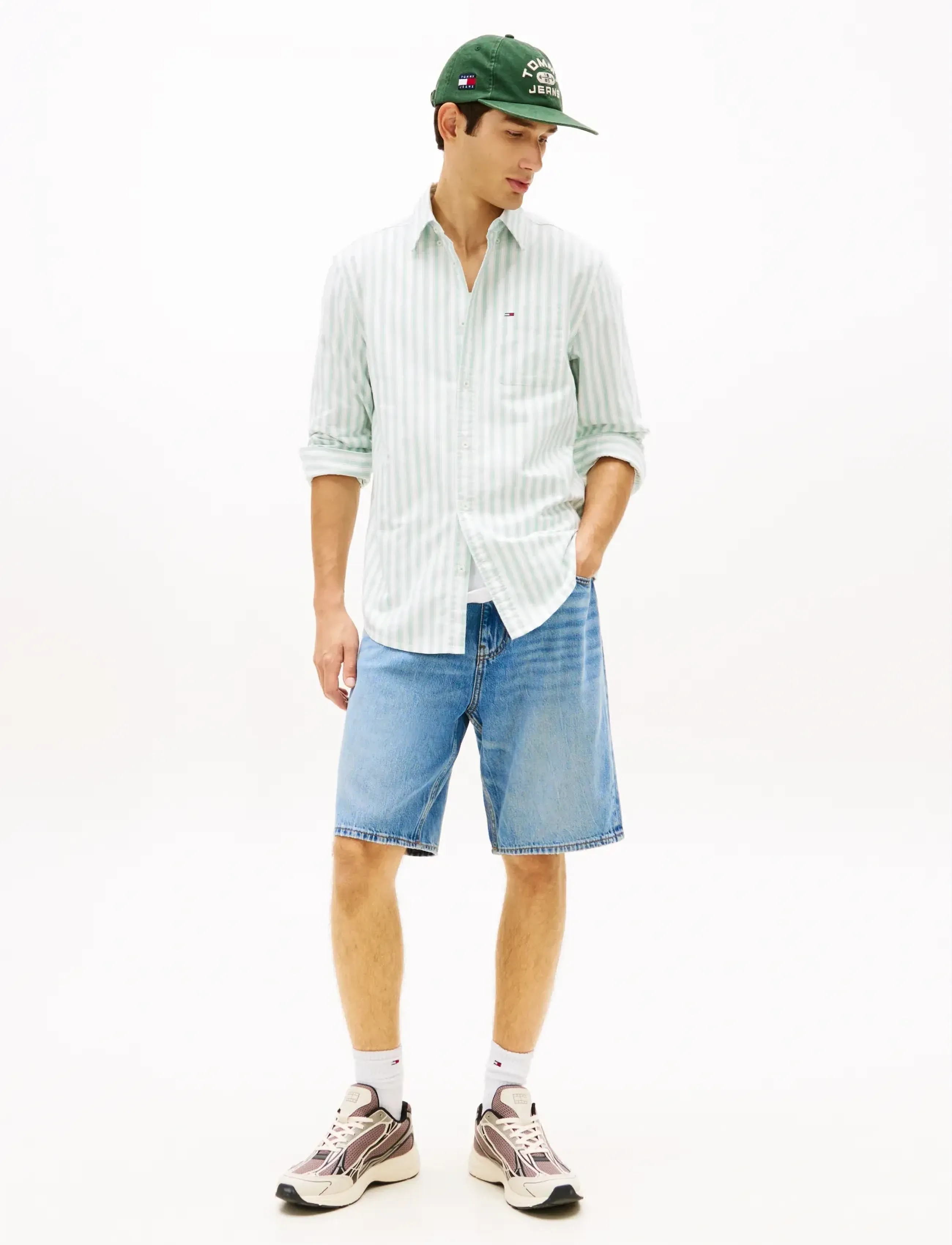 Tommy Jeans - TJM REG STRIPE OXFORD SHIRT EXT - stribede skjorter - bahama green stripe - 3