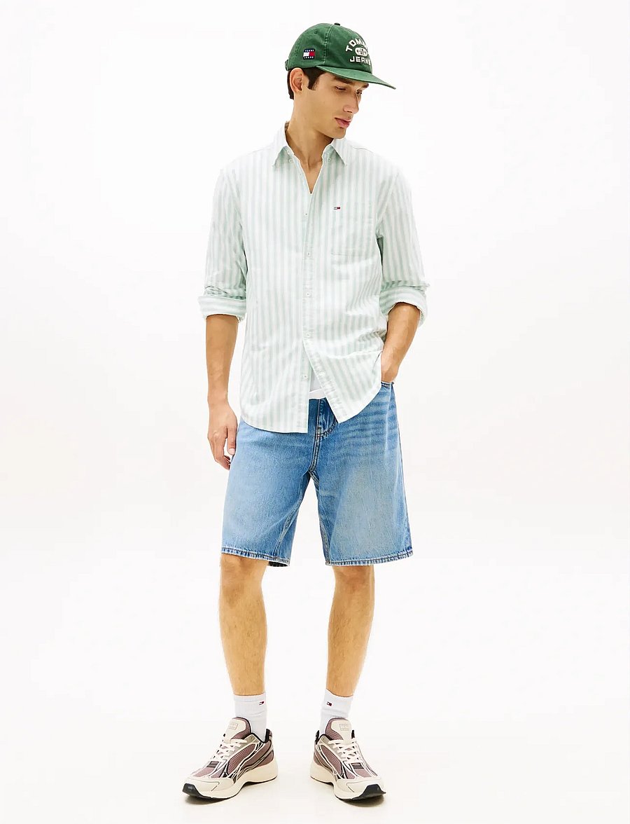 Tommy Jeans - TJM REG STRIPE OXFORD SHIRT EXT - stribede skjorter - bahama green stripe - 3