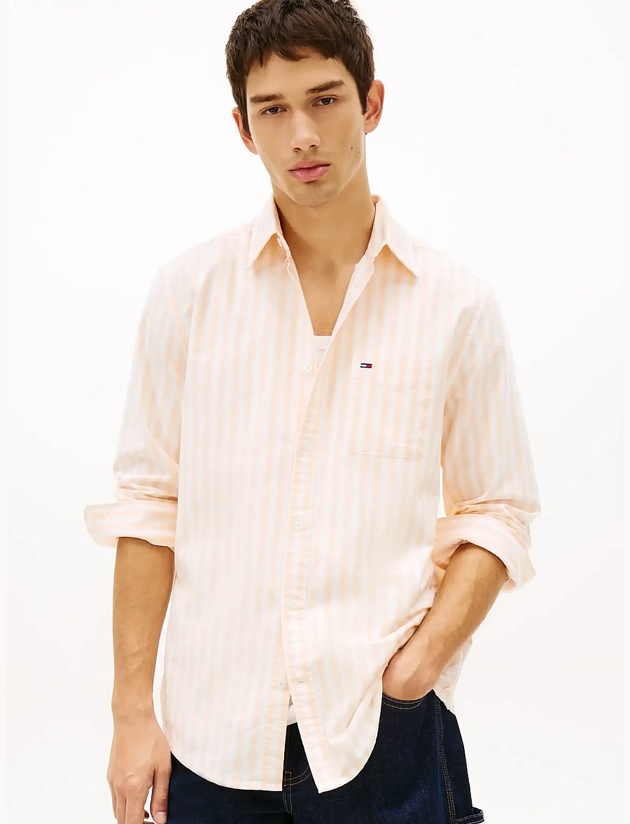 Tommy Jeans - TJM REG STRIPE OXFORD SHIRT EXT - stribede skjorter - faded sun kiss stripe - 0