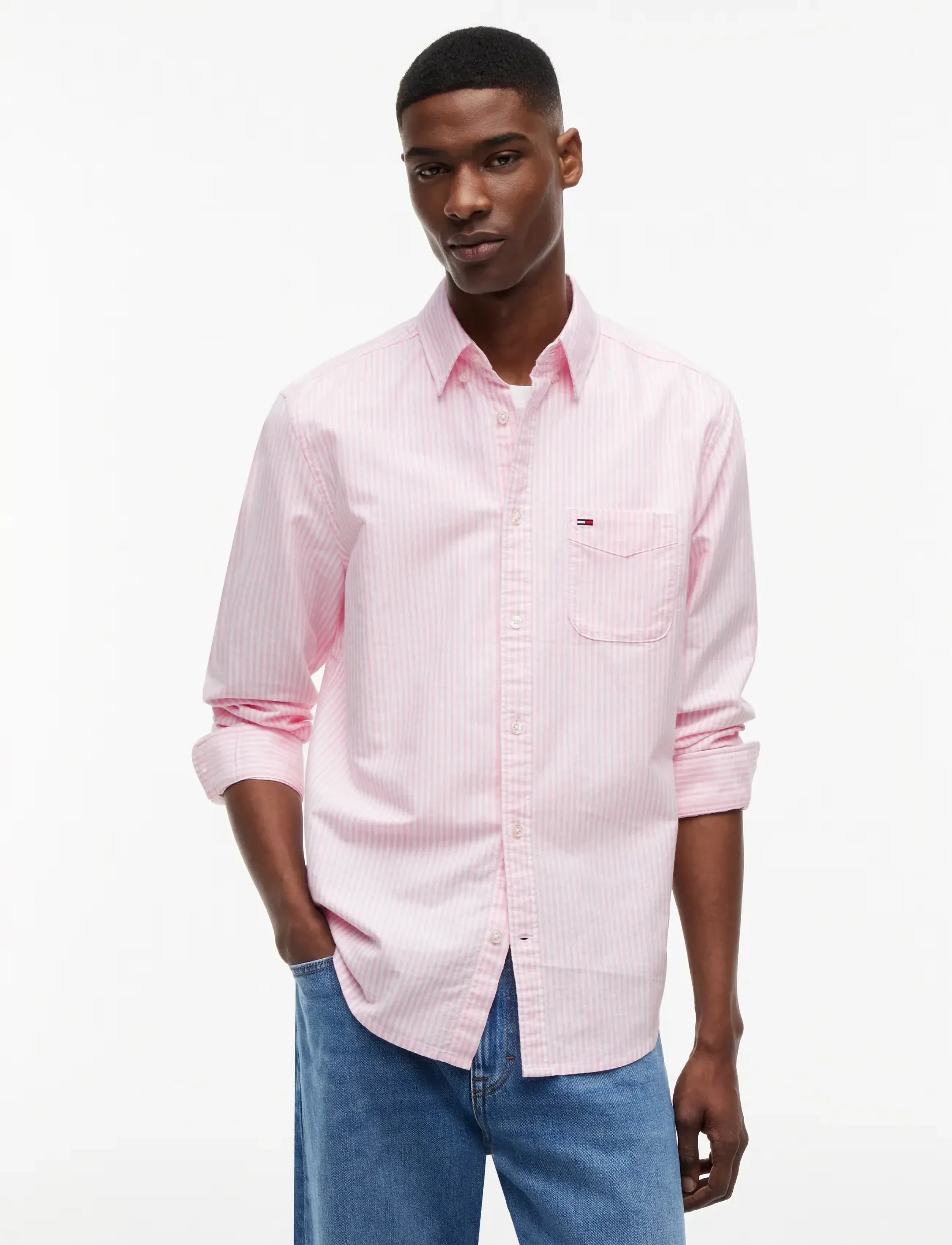 Tommy Jeans TJM REG STRIPE OXFORD SHIRT EXT - Tommy Hilfiger - PINK DAISY STRIPE / pink/rose