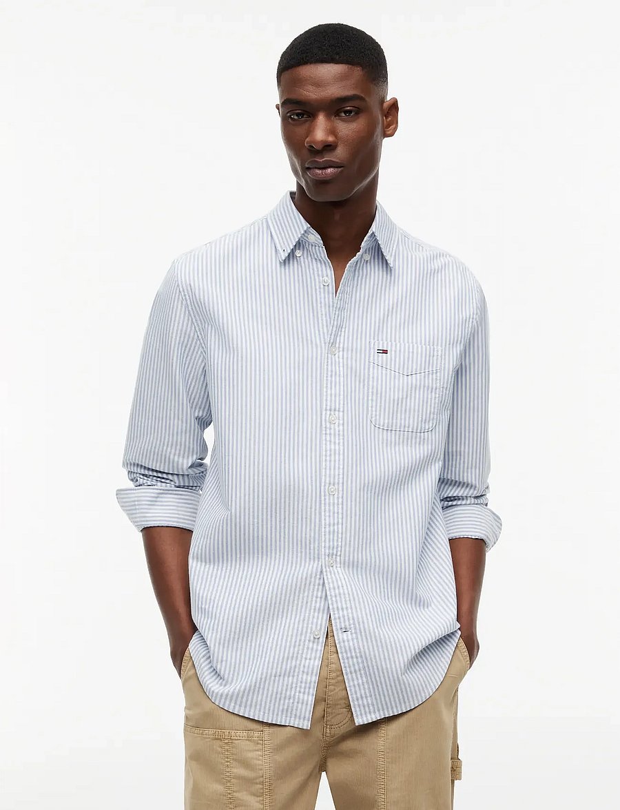 Tommy Jeans - TJM REG STRIPE OXFORD SHIRT EXT - oxford-skjortor - providence blue stripe - 0