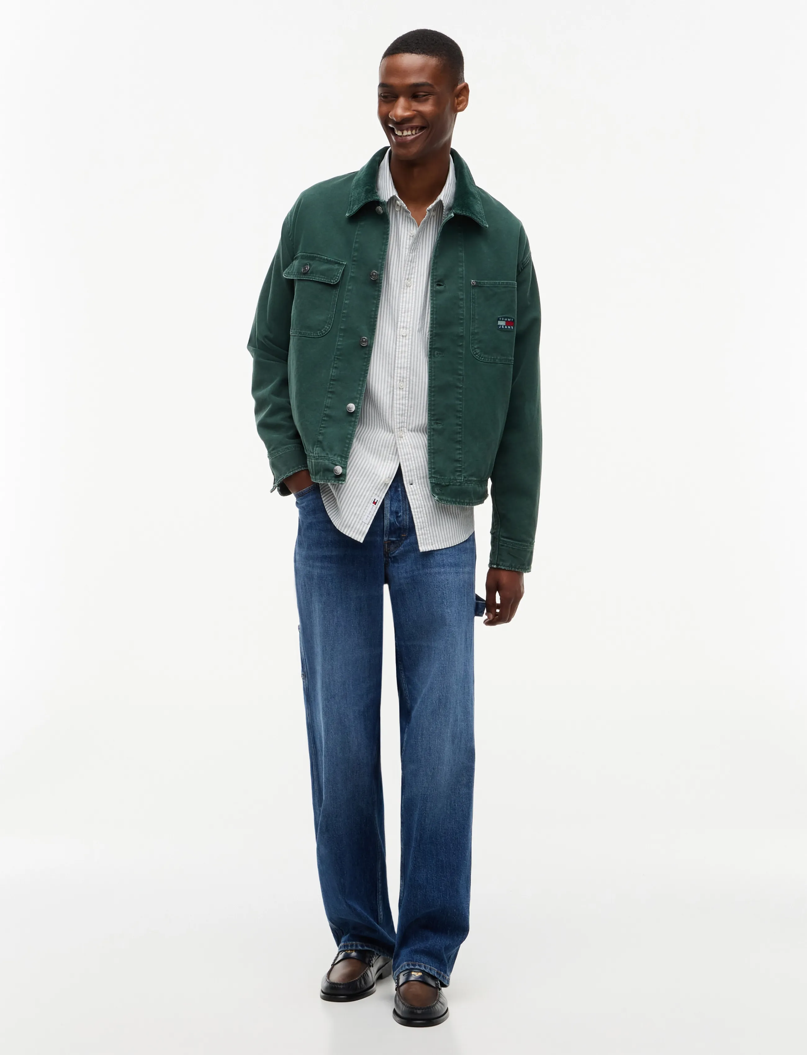 Tommy Jeans - TJM REG STRIPE OXFORD SHIRT EXT - oxfordi särgid - velvet green stripes - 4