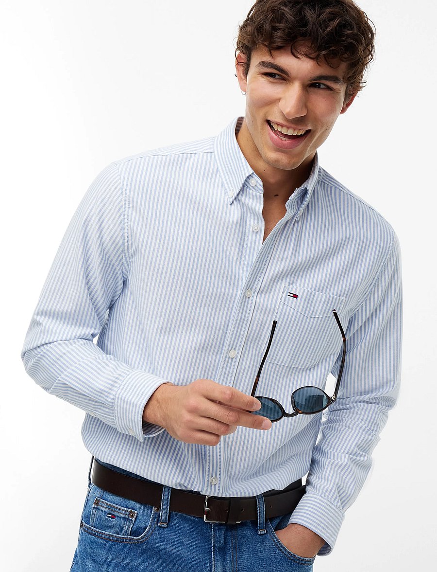 Tommy Jeans - TJM REG STRIPE OXFORD SHIRT EXT - oxford-skjortor - vibrant blue stripes - 3