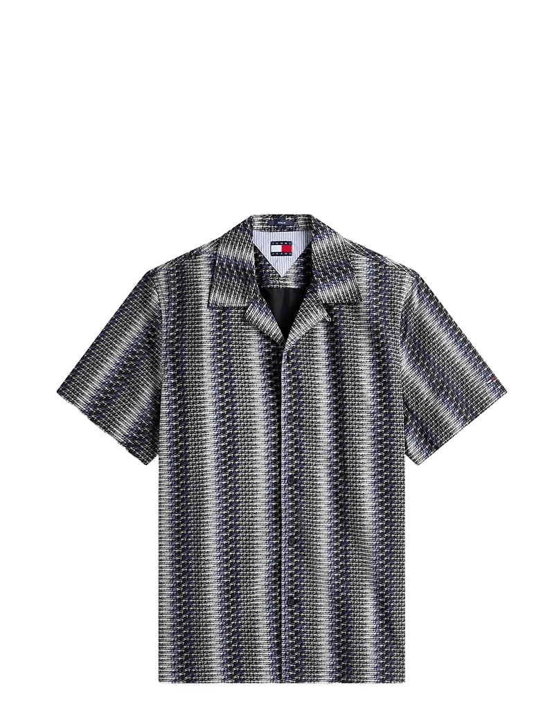 Tommy Jeans - TJM REG AOP CAMP SHIRT EXT - short-sleeved shirts - black aop - 1